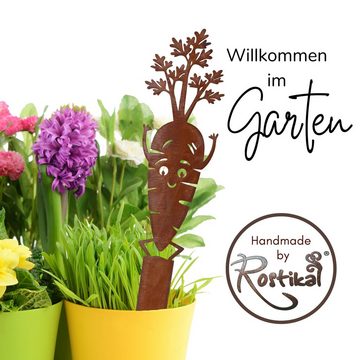Rostikal Gartenfigur lustige Gartendeko Rost Karotte aus Metall, (1 St), Echter Rost
