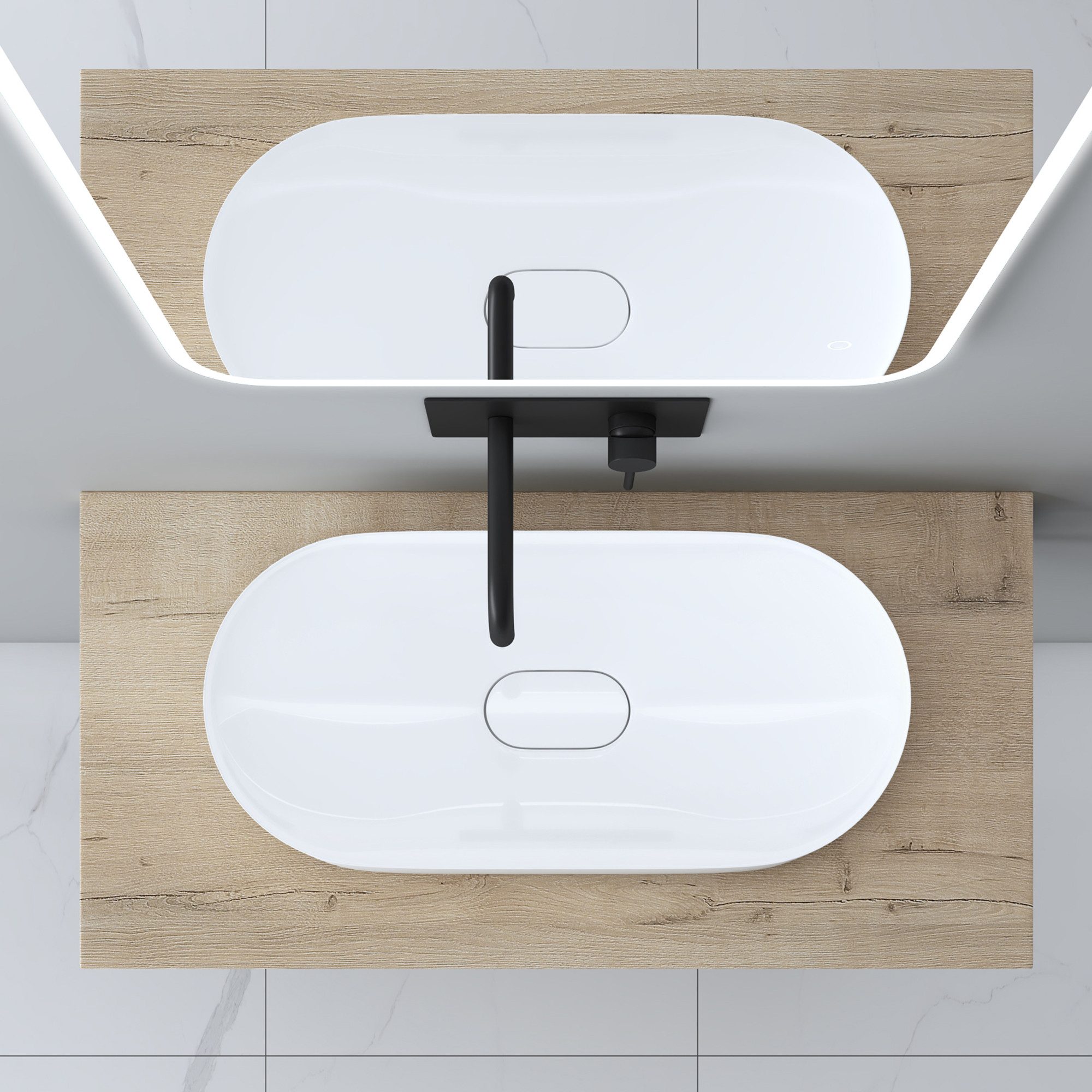 Mai & Mai Waschtischplatte Holzplatte Badezimmer Inkl. 2x Edelstahl Konsolenträger – Bild 2 von 5