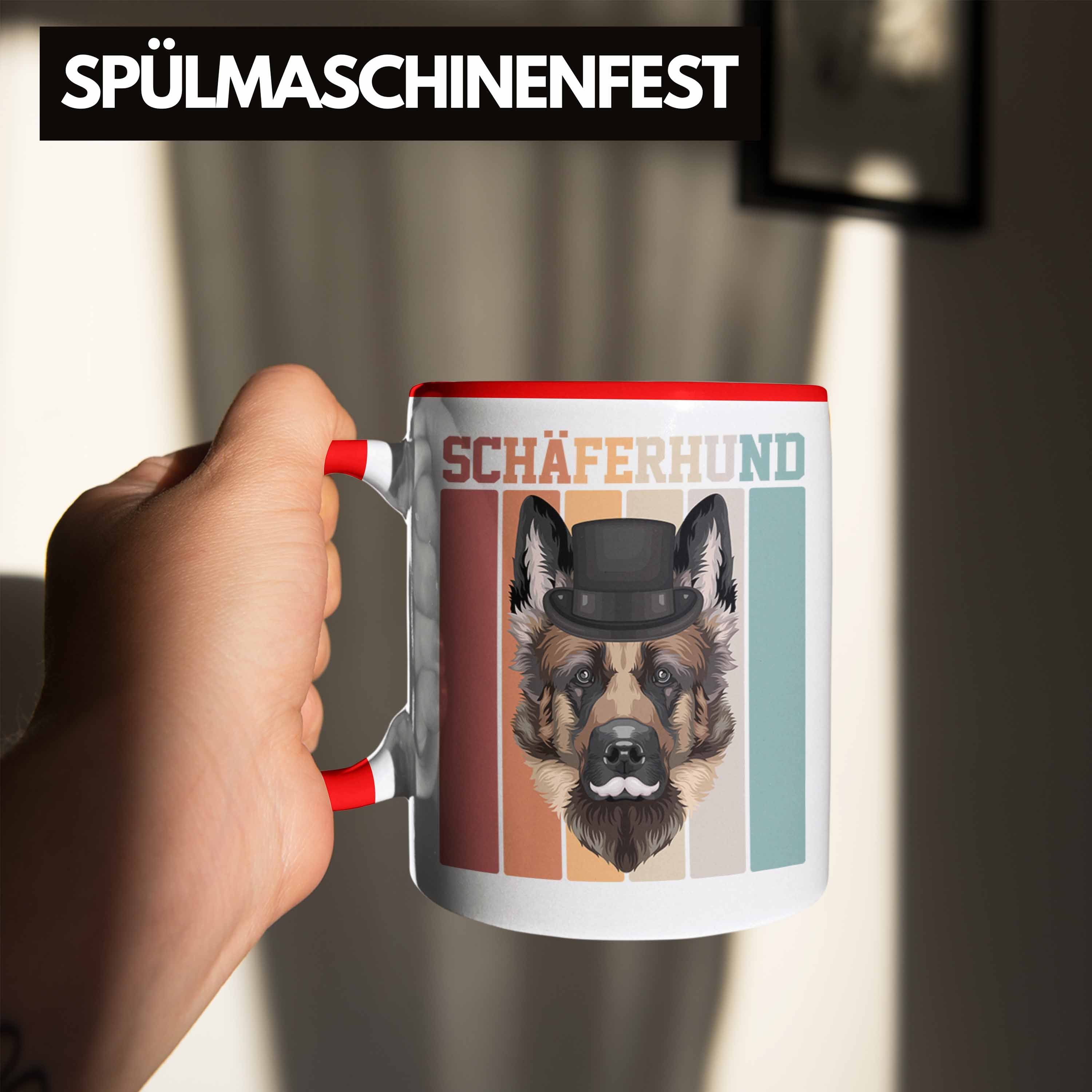 Schäferhund Tasse Trendation Rot Tasse Besitzer Spruch Retro Geschenk Geschenkidee Lustiger