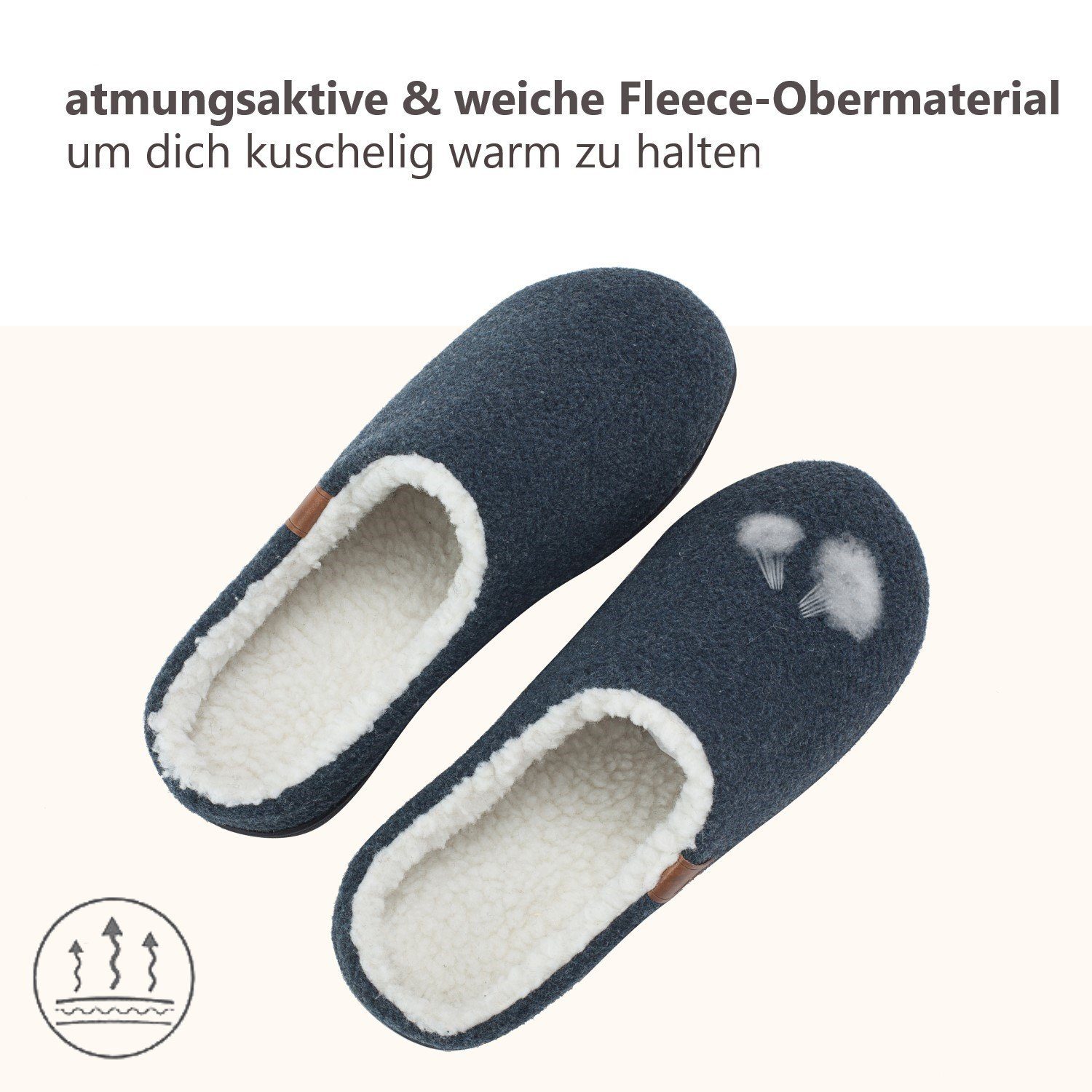 GOOD MOTION Winter Hausschuhe, Pantoffeln, rutschfest Plüsch Hausschuhe