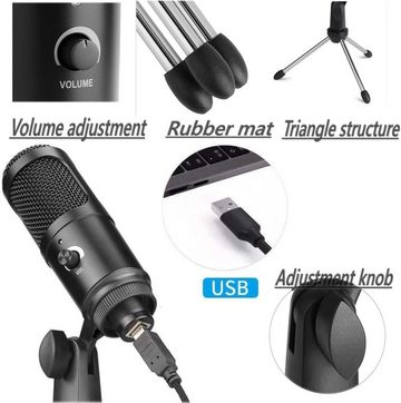 MVPower Streaming-Mikrofon (Mikrofon-Set mit Ständer, tragbar und leicht), Plug-and-Play Kondensatormikrofon PC-Laptop-Aufnahmemikrofon