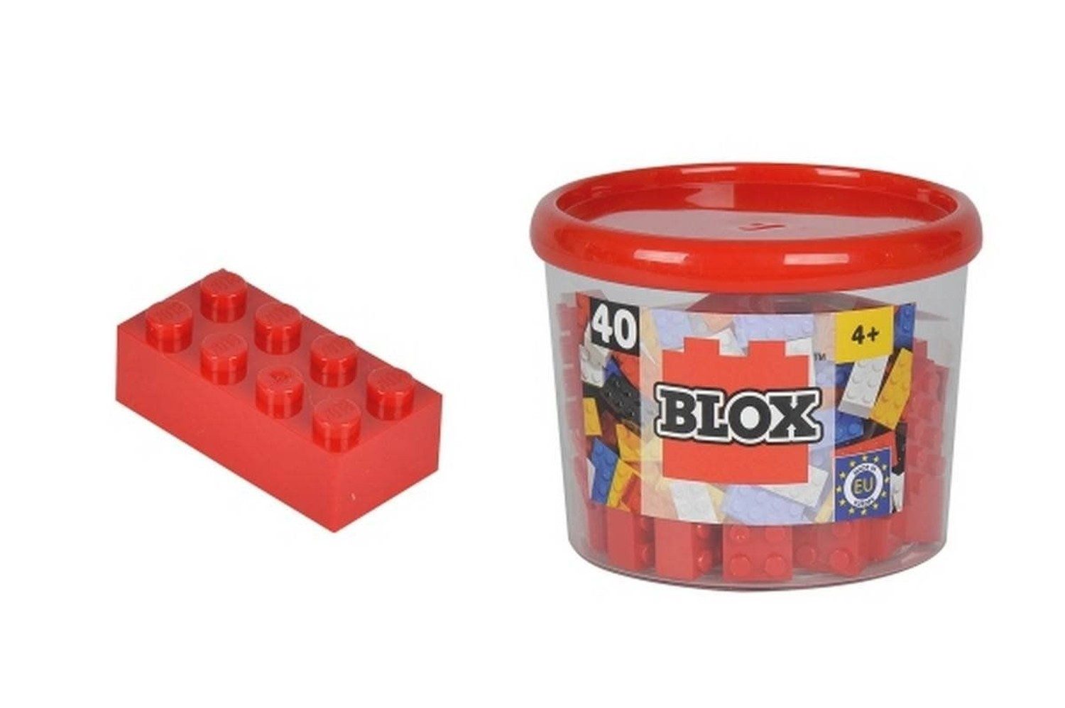 Blox Blox 40 rote 8er Steine in Dose Konstruktionsspielsteine, (Blox 40 rote 8er Steine in Dose)
