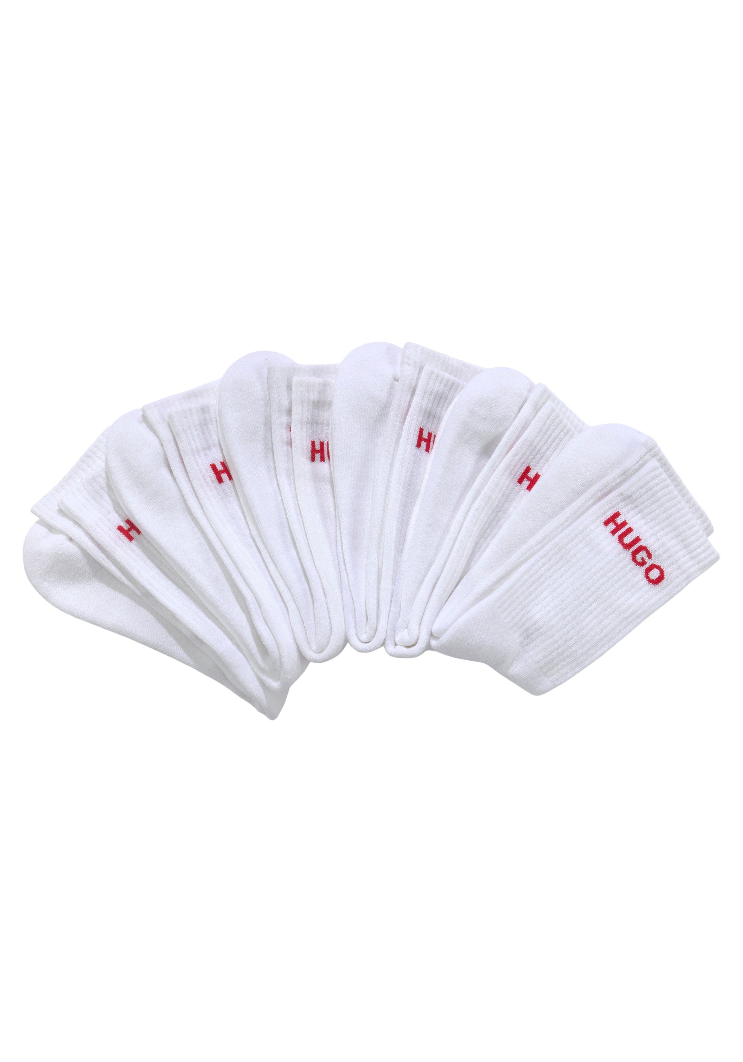 HUGO Socken 6P QS RIB LOGO CC (Packung, 6-Paar, 6er Pack) mit eingestricktem HUGO Logo