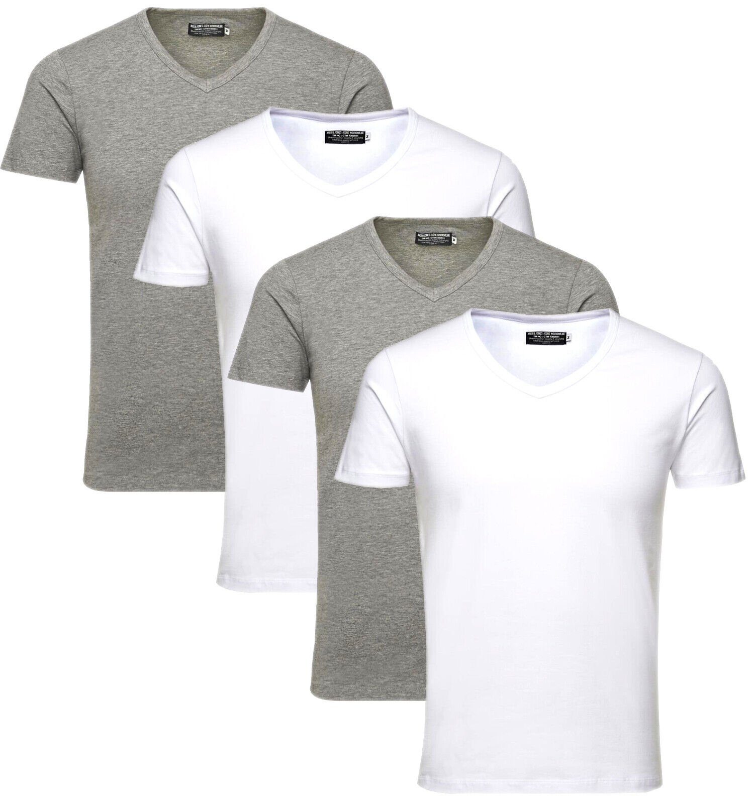 Jack 4 Shirts, mit & 4er-Pack) Basic (Spar Mix T-Shirt 4er V-Ausschnitt Set, Jones