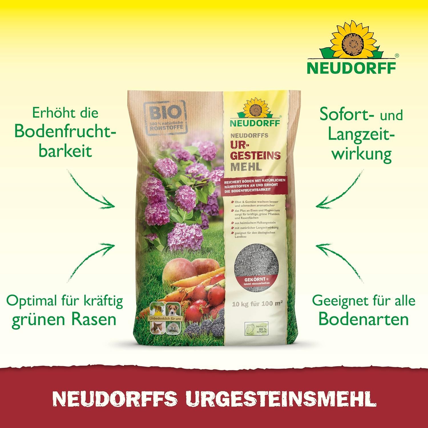 Neudorff Bodenverbesserer UrgesteinsMehl 10 kg, erhöht Bodenfruchtbarkeit b günstig online kaufen