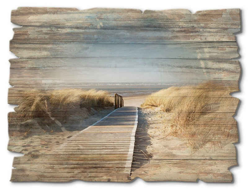 Artland Holzbild Nordseestrand auf Langeoog - Steg, Strand (1 St)