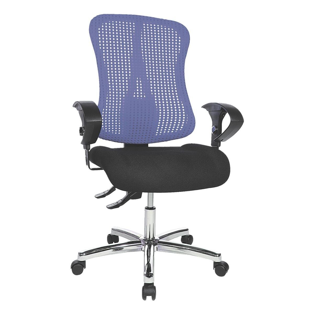 TOPSTAR Muldensitz Sitness Schreibtischstuhl 3D-Sitzmechanik mit Armlehnen, und 90, blau-schwarz