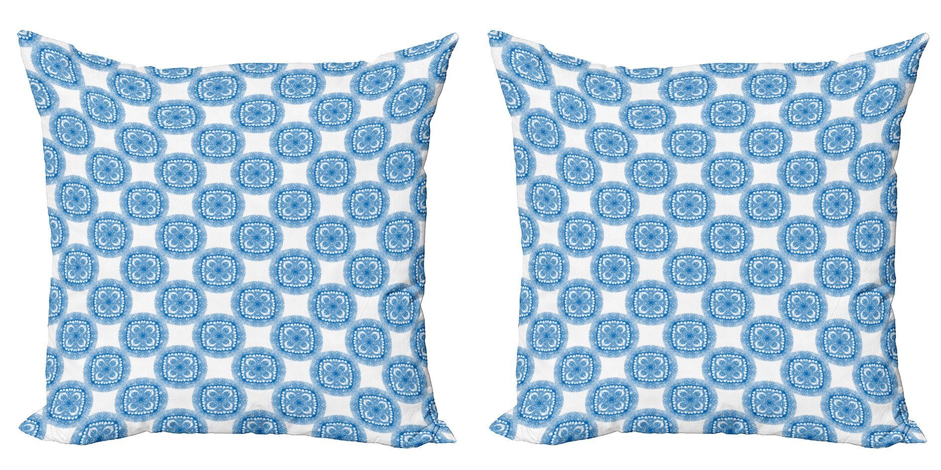 Modern Kissenbezüge Mandala Accent Oriental Blumenmotiv (2 Blauer Stück), Abakuhaus Digitaldruck, Doppelseitiger