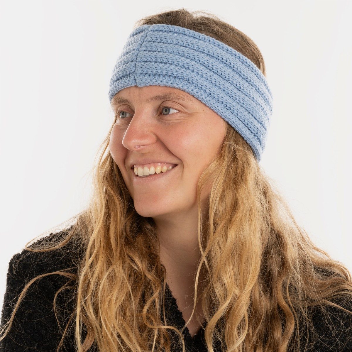 Knit Factory Stirnband Nica Stirnband Crystal Blue One Size Gestreift (Set, 1-St., Spar-Set) Strick accesoires Wohnen sale winter herbst deko mode Damen Herren