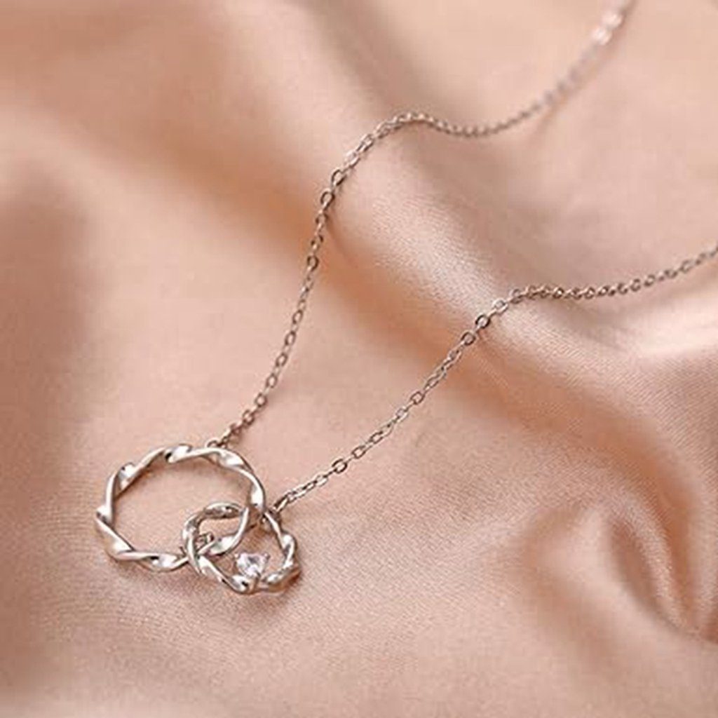 WaKuKa Bead-Ketten-Set Ineinandergreifende Infinity-Halskette aus Sterlingsilber, Geschenk (1-tlg)