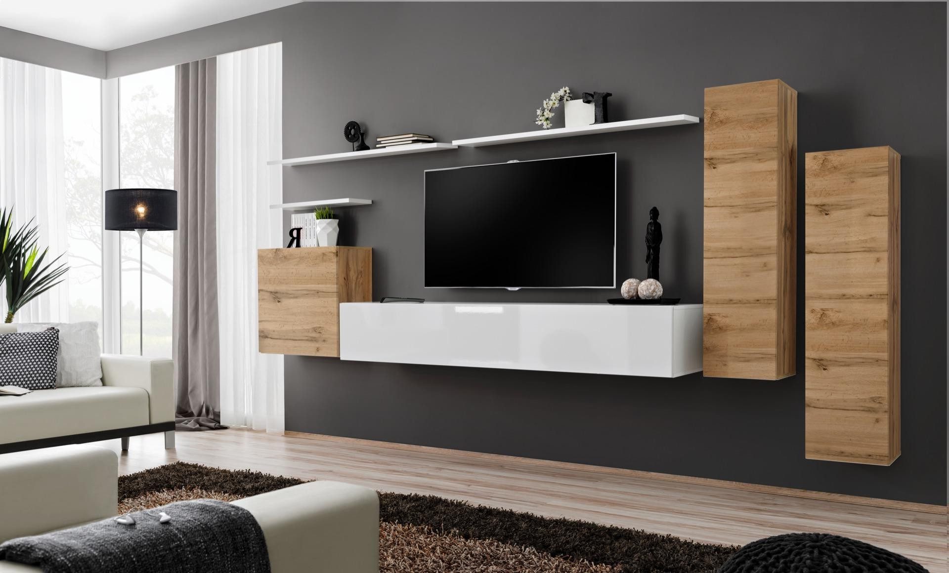 Xlmoebel Wohnwand 7-teiliges TV-Ständer Set im modernen Luxusdesign für Wohnzimmer, Made in Europa