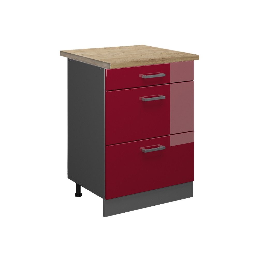 Vicco Unterschrank R-Line, Bordeaux Hochglanz/Anthrazit, 60 günstig online kaufen