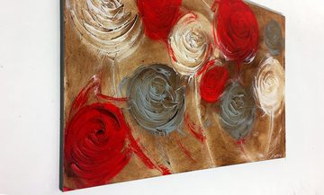 WandbilderXXL Gemälde Wasteland Roses 120 x 75 cm, Abstraktes Gemälde, handgemaltes Unikat