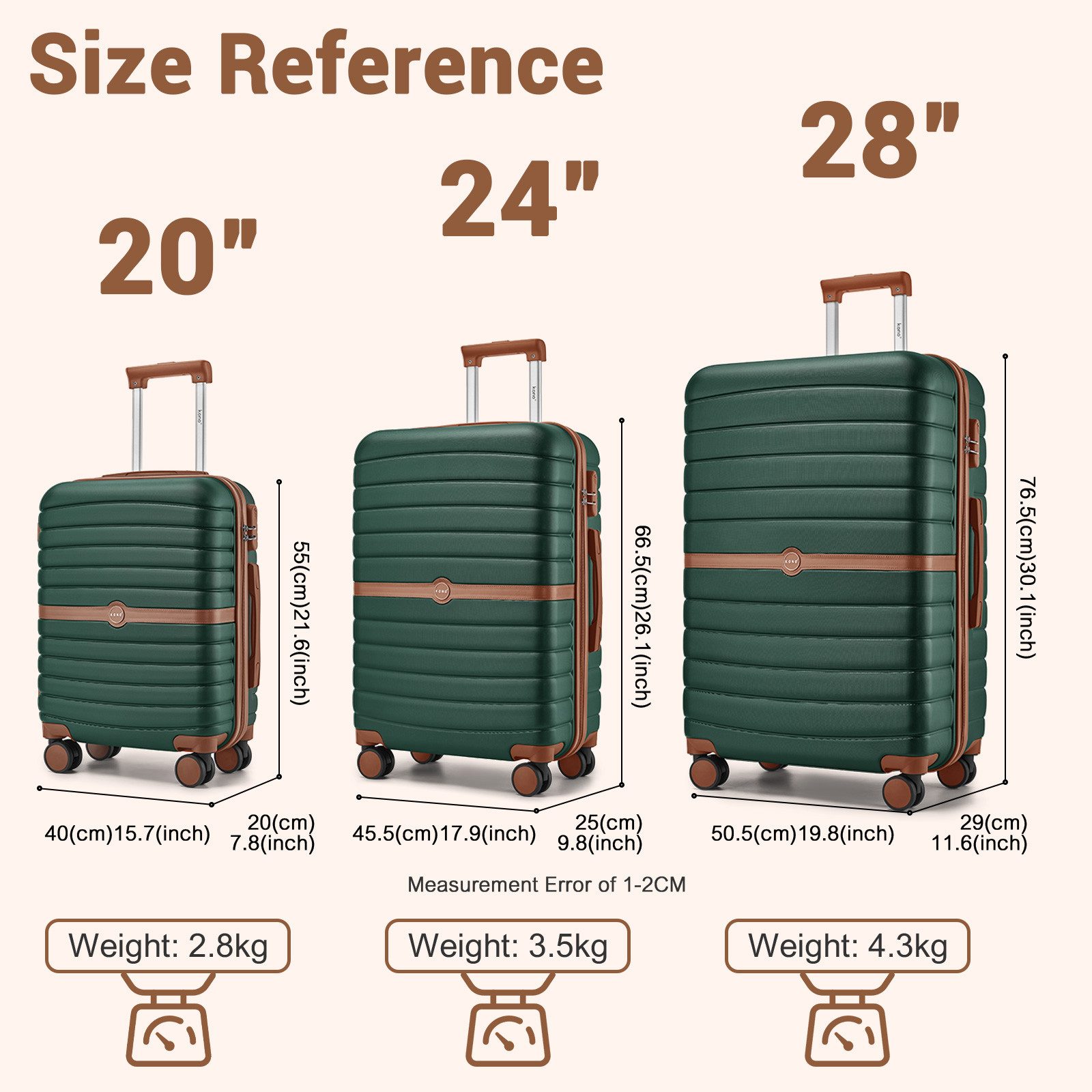 KONO Handgepäckkoffer Koffer Trolley ABS+PC Hartschalenkoffer mit TSA-Schlo günstig online kaufen