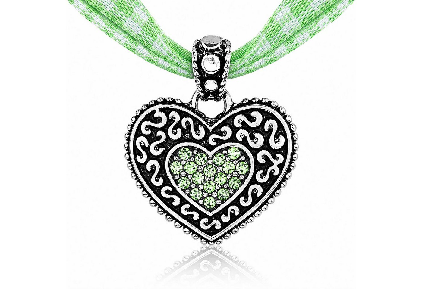 LUISIA® Herzkette LUISIA® Kinder Halskette "Herz" kariert mit Kristallen von Swarovski®