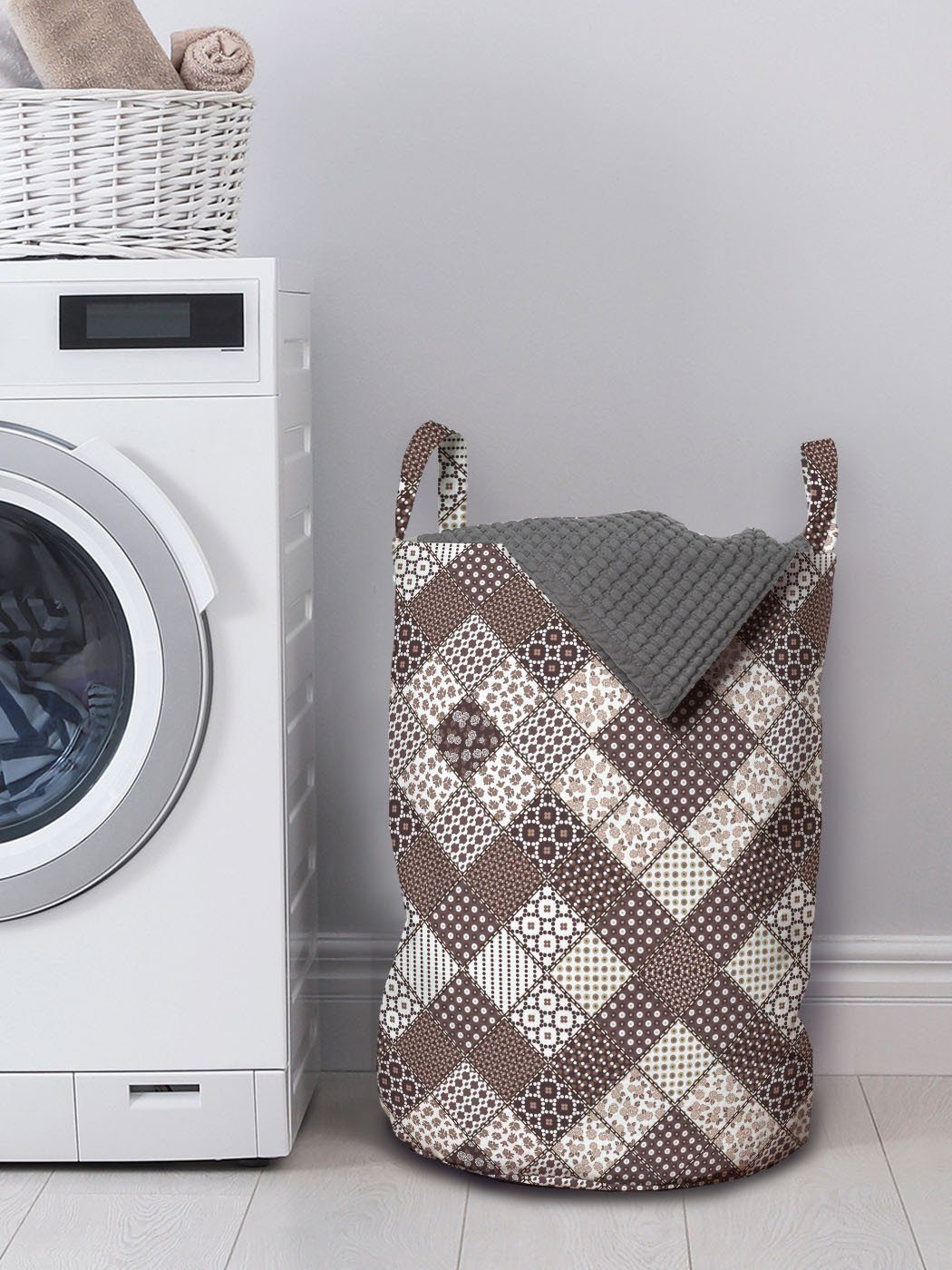 Abakuhaus Griffen für Wäschesäckchen Geometrisch Kordelzugverschluss Waschsalons, Patchwork mit Wäschekorb Abstrakt