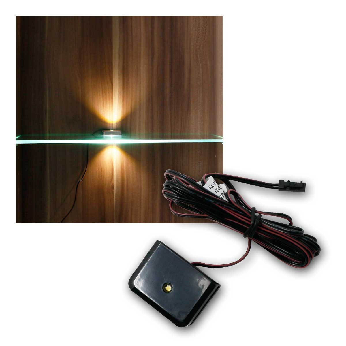 world-trading-net LED Glaskantenbeleuchtung Clip-3D schwar Glasbodenbeleuchtung, warmweiß, 12V, warmweiß