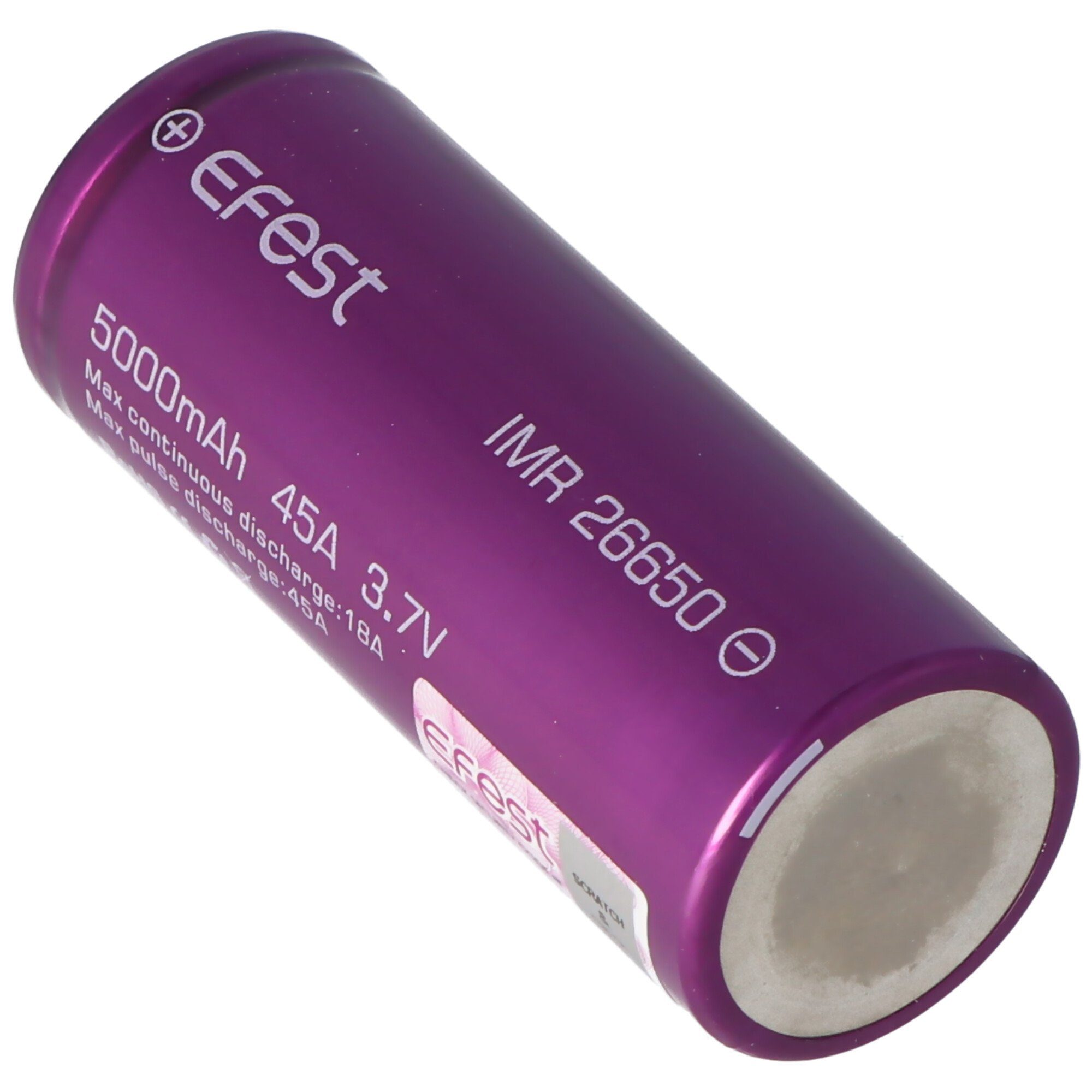 mAh EFEST 3,6V Efest 5000 Li-Ion-Akku 3,7V Akku Purple (3,6 5000mAh, ungeschützt 26 V) IMR26650 -