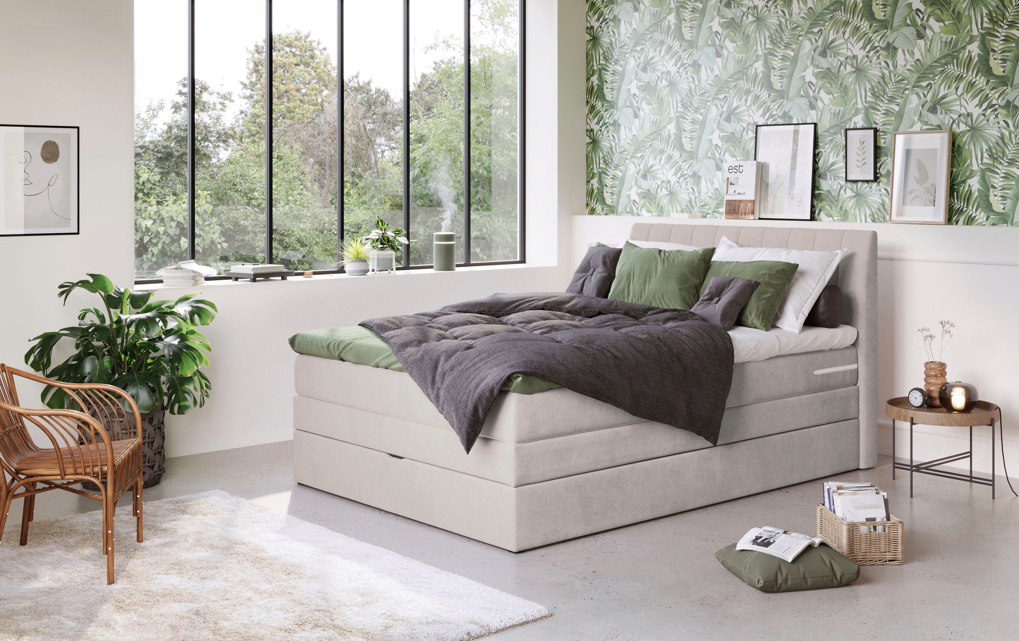 COTTA Boxspringbett Shark inkl. Bettkasten und Topper, erhältlich in den Breiten 140x200cm, 160x200cm und 180x200cm