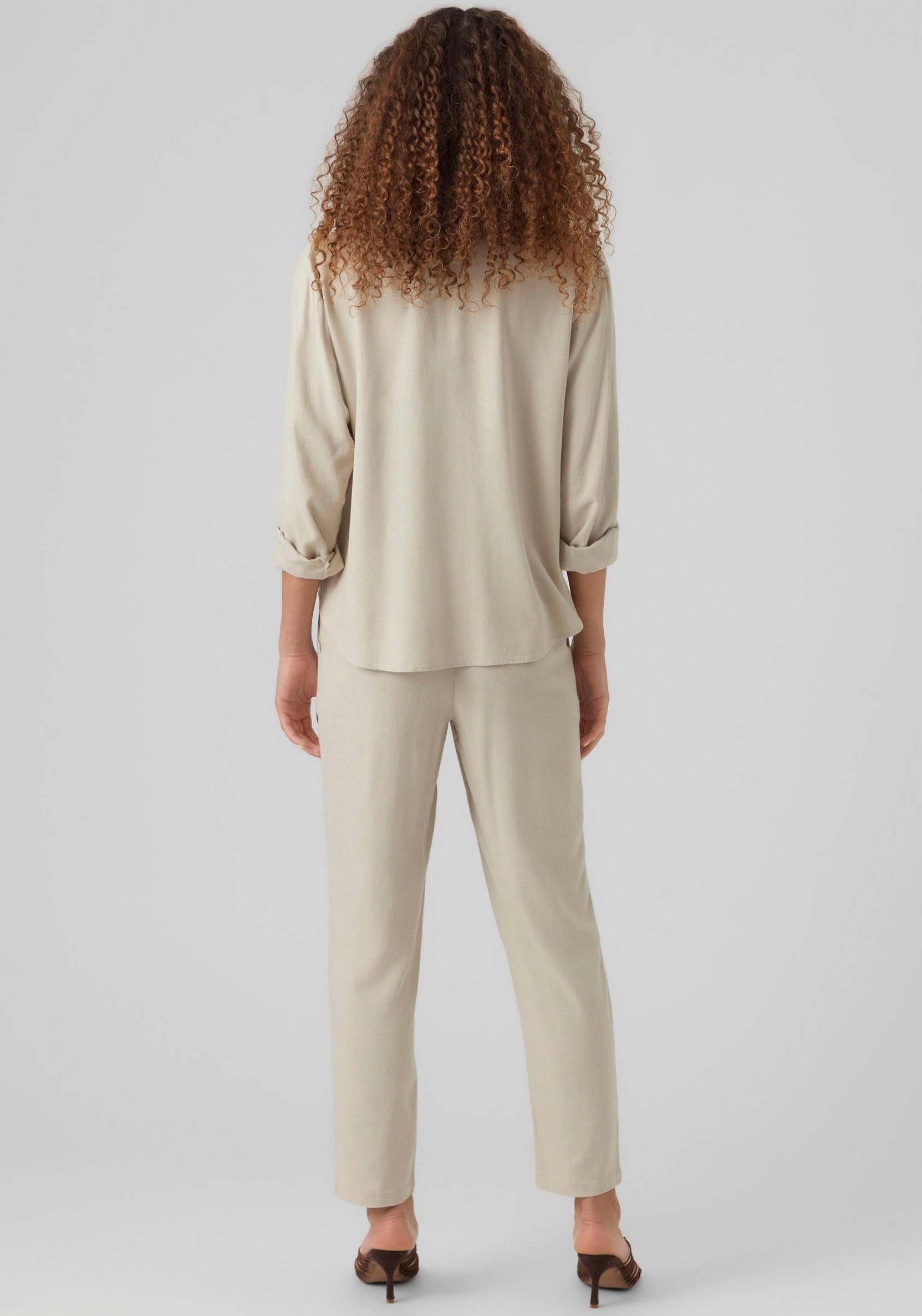 Vero Moda Schlupfhose VMJESMILO MW ANKLE PANTS WVN NOOS mit Leinen, elastisches Bündchen und Kordelzug – Bild 5 von 5