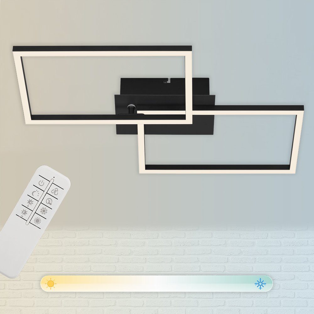 Briloner Leuchten LED Deckenleuchte 3149-015, CCT Farbtemperatursteuerung, Fernbedienung, dimmbar, Nachtlicht, Timer, LED fest verbaut, Kaltweiß, Neutralweiß, Tageslichtweiß, Warmweiß, Deckenlampe, 50x38,8x7,8cm, Schwarz, 30W, Wohnzimmer, Schlafzimmer