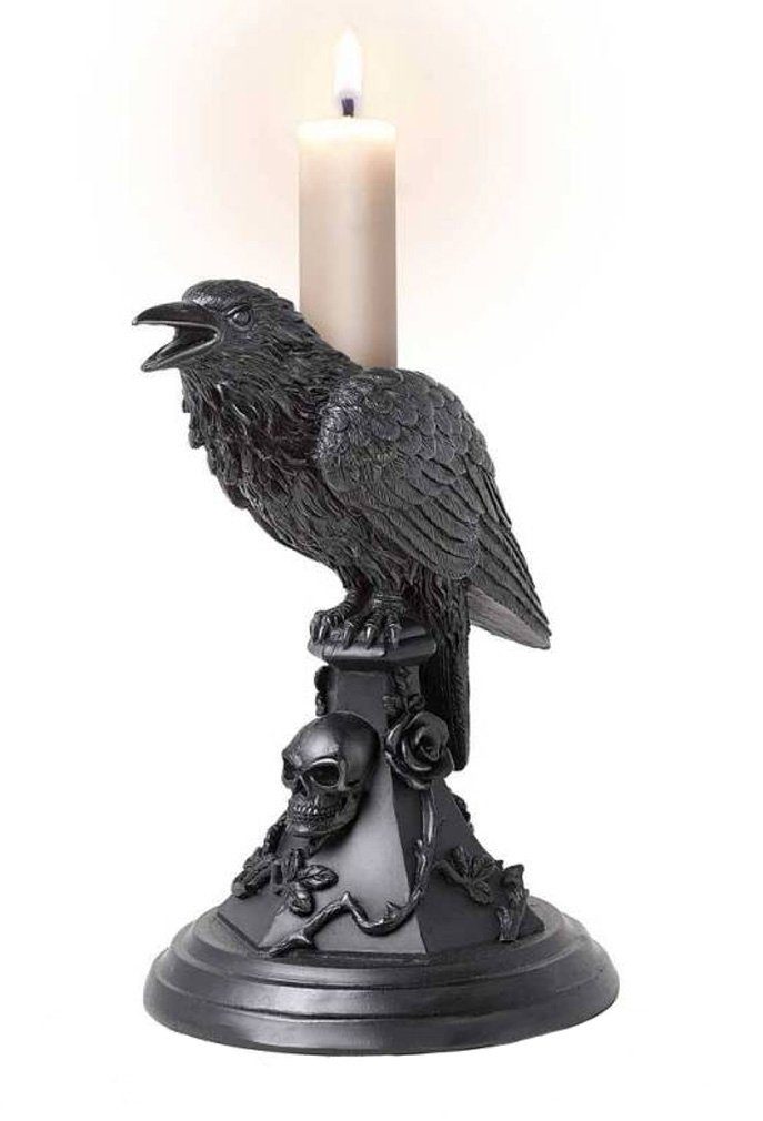 Alchemy Gothic Kerzenständer Gothic Kerzenhalter Poe's Raven schwarz