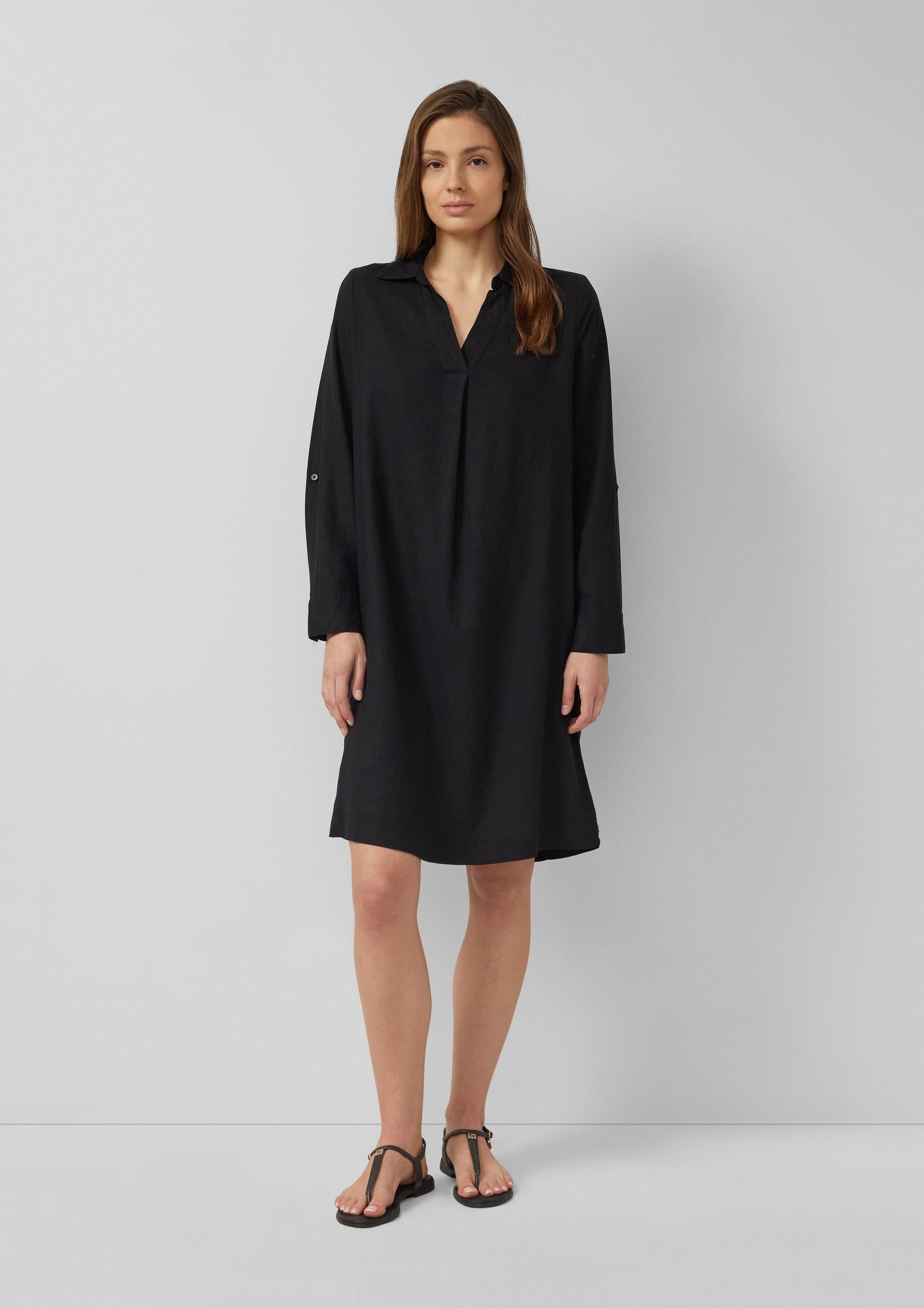 s.Oliver Midikleid Kleid Leinenmix-Kleid mit Turn-up