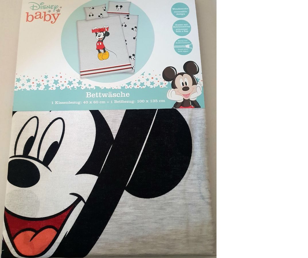Herding Wendebettwäsche Mickey Mouse - Wendebettwäsche - 40 x 60 / 135 x 100 cm Bettwäsche, 1 teilig