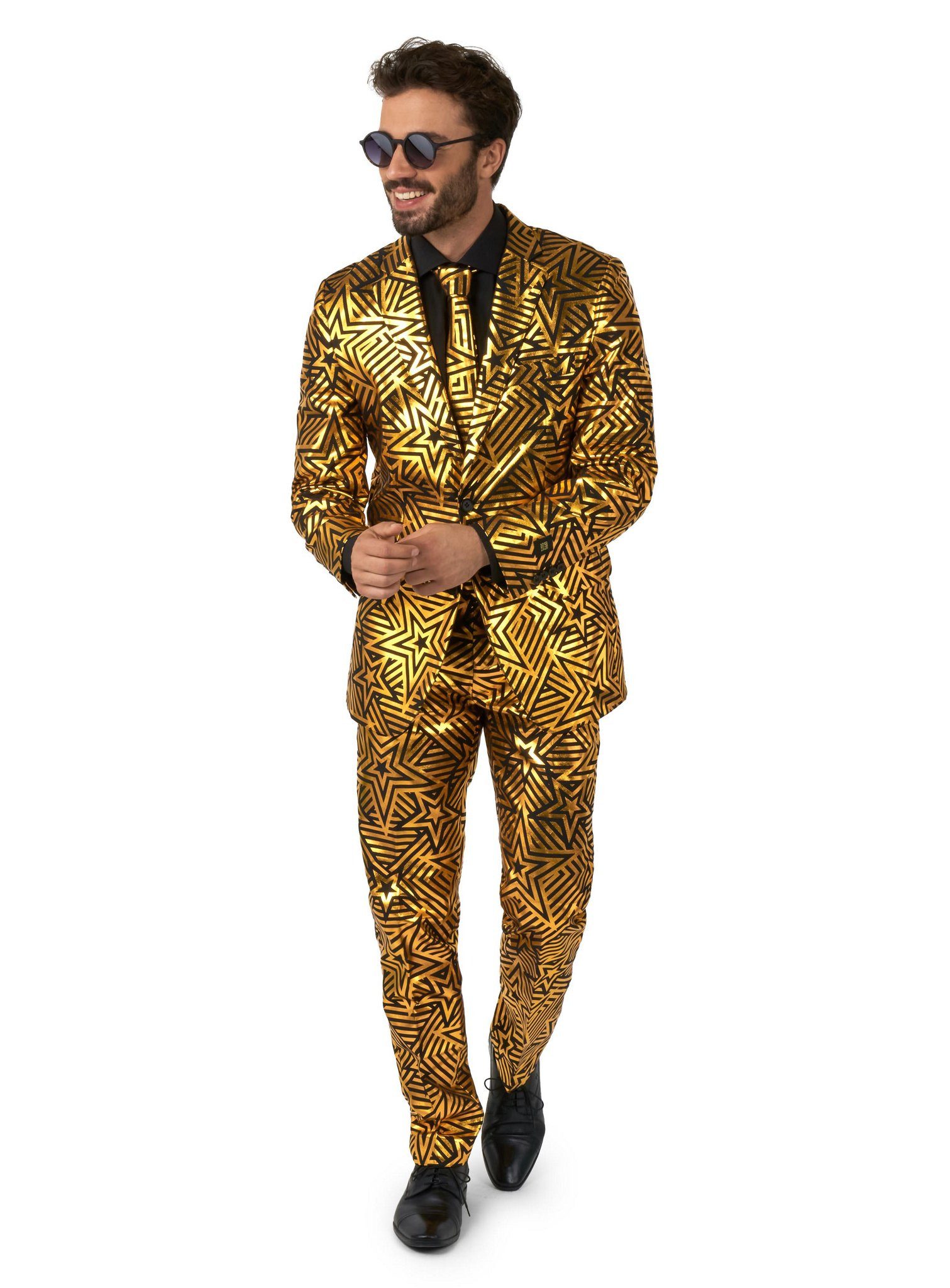 Opposuits Partyanzug Golden Geo Star Anzug, Damit bist Du der Star auf jeder Tanzfläche!