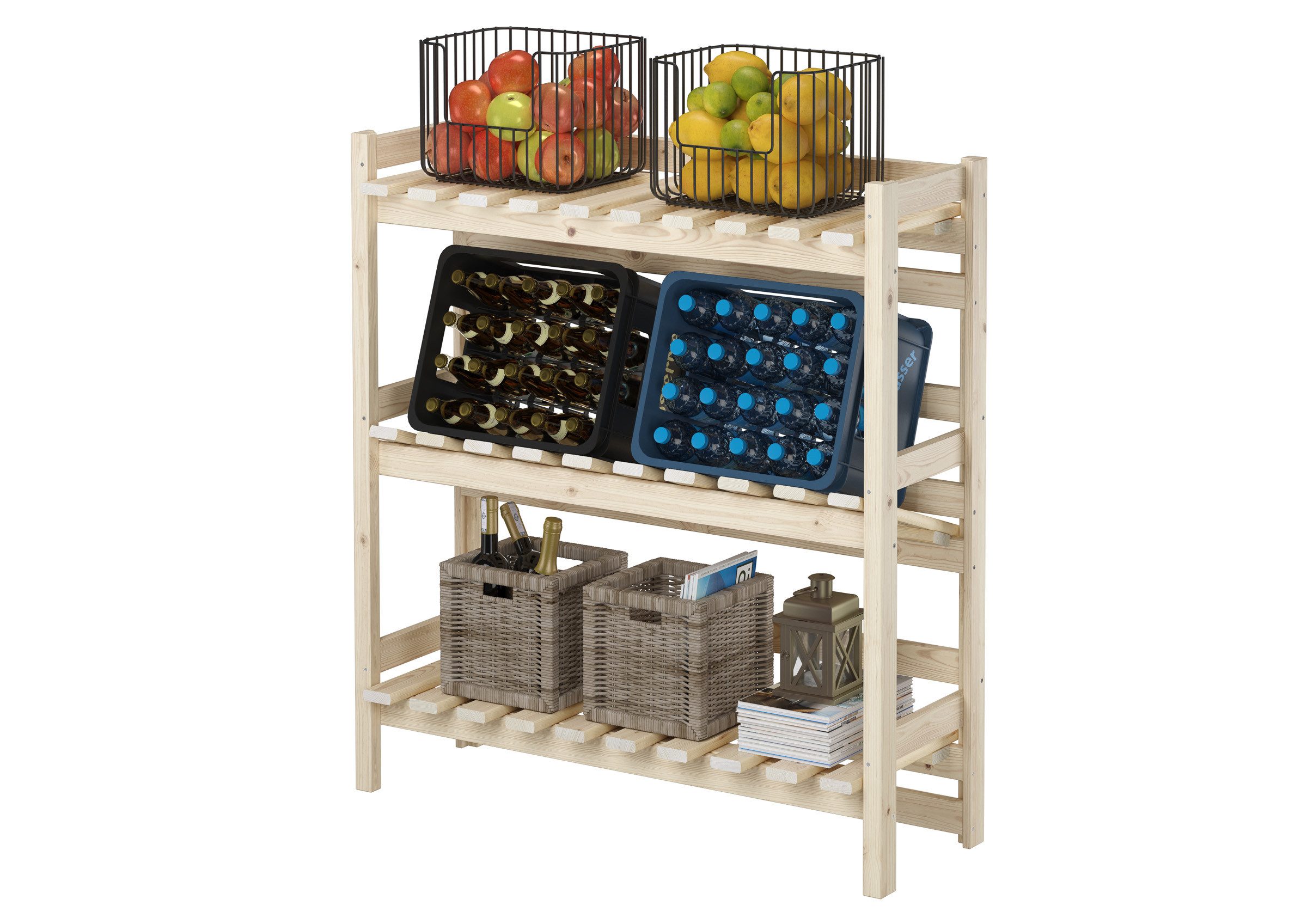 ERST-HOLZ Wandregal Vorratsregal Breit Kistenregal Lagerregal aus Massivhol günstig online kaufen