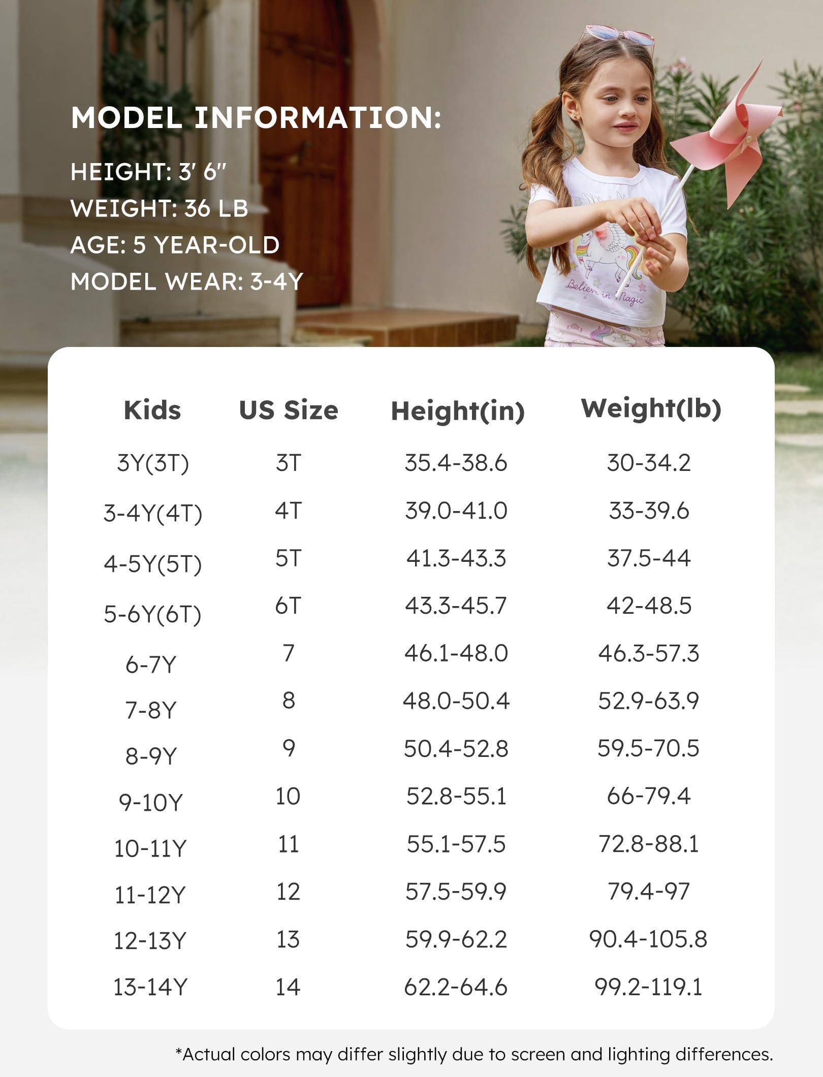 YI Kinderanzug Regenbogen Pony Mädchen Kleidung Sets Sommer,T-Shirt&Hosen-Outfits