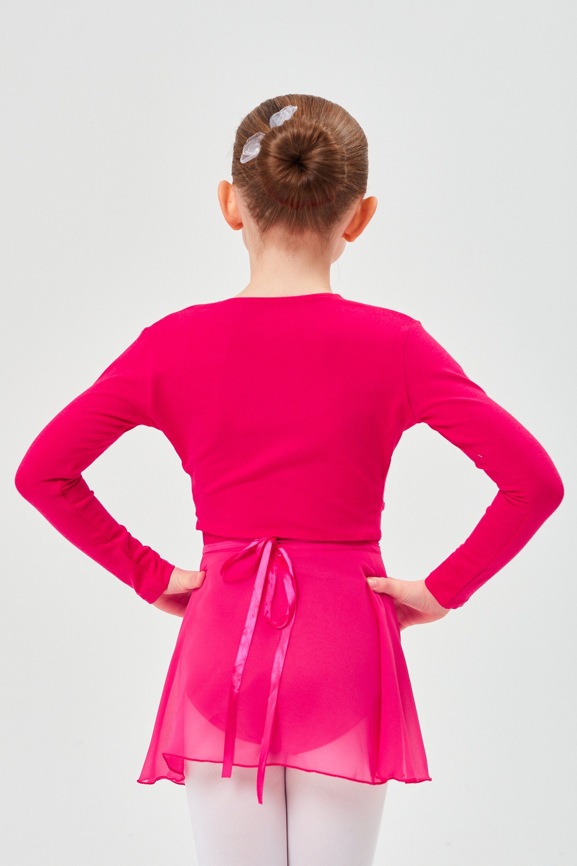 tanzmuster Crop-Top Langarm Mia Top aus wunderbar fürs für Ballett Kinder Mädchen weicher Baumwolle Ballett pink Oberteil