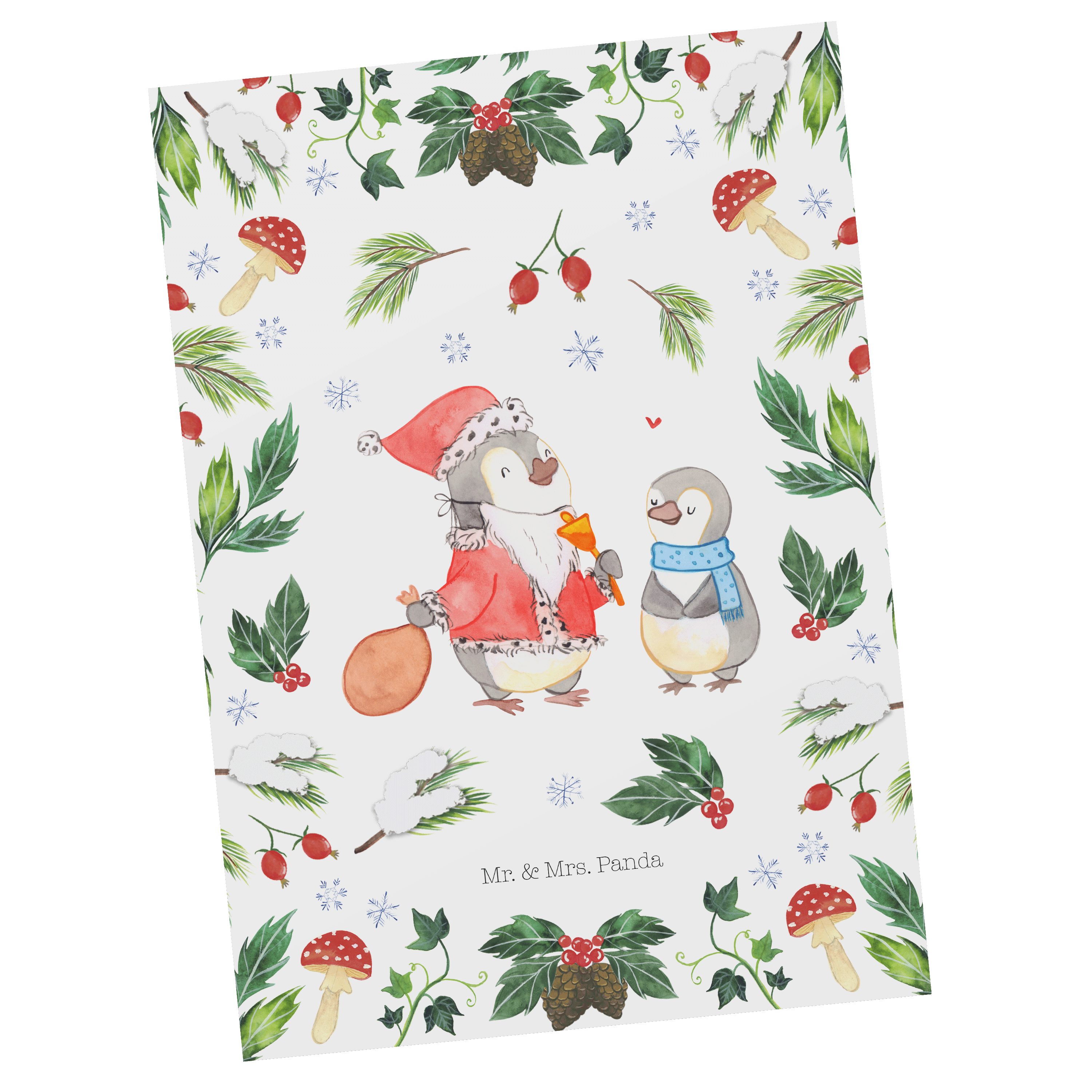 Geschenkkarte, Pinguin Wintermotiv, - Panda & Mrs. Postkarte - Geschenk, Weiß Wi Mr. Wunschliste