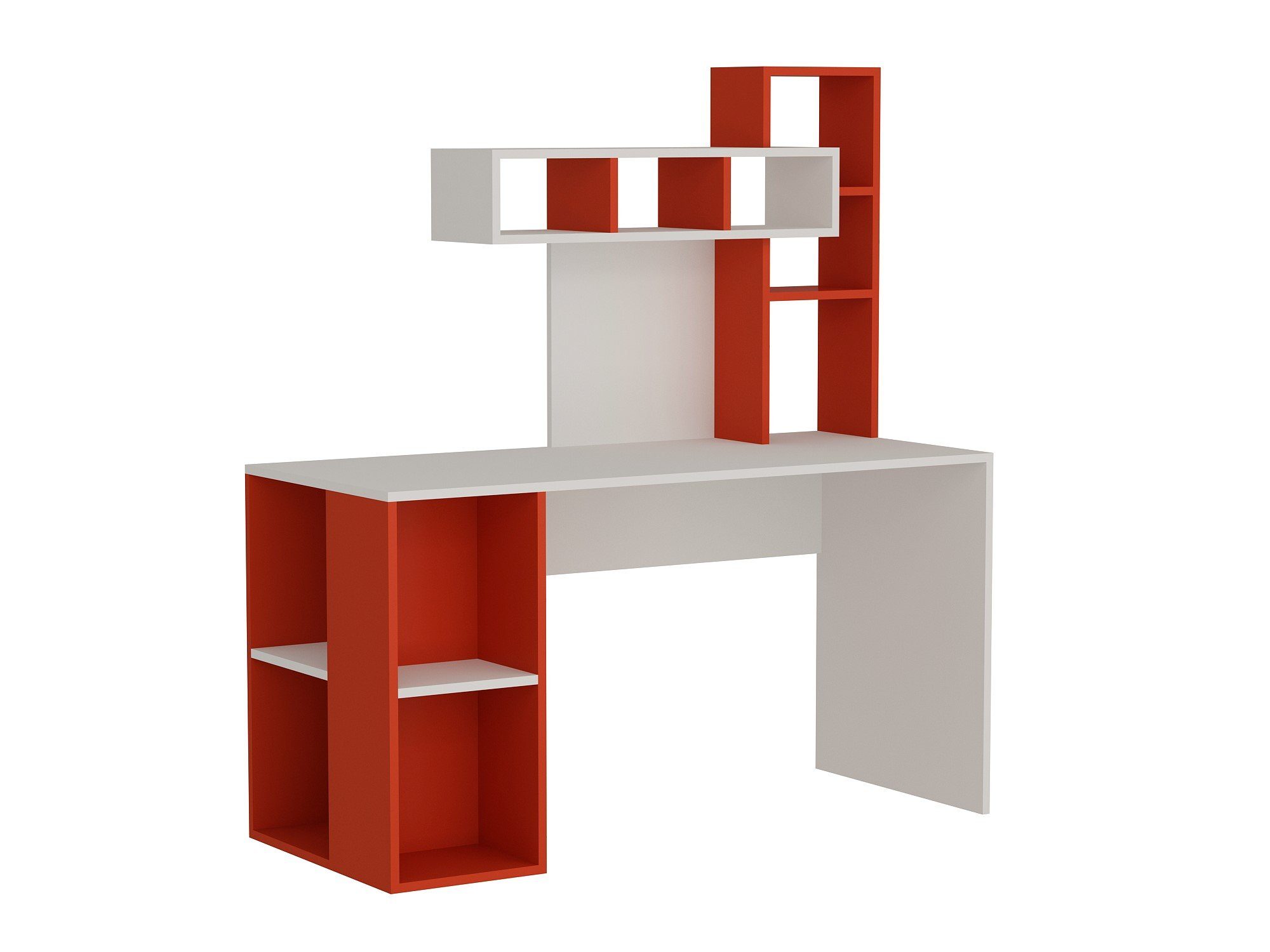 moebel17 Schreibtisch Schreibtisch Weiß Walnuss Weiß Coral Rot