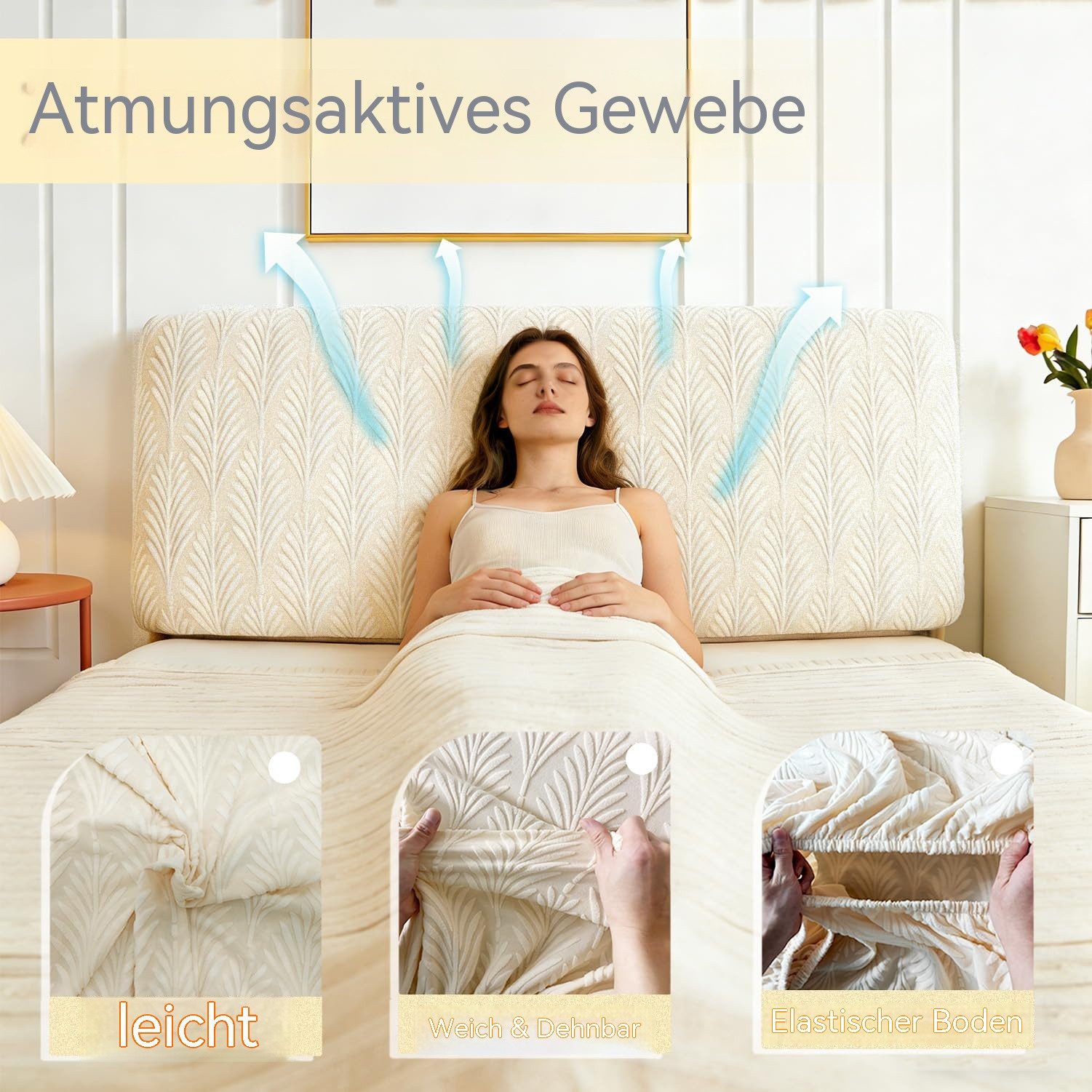 Zyronn Betthusse Dehnbare Bett Kopfteil Bezug,Staubdichte Kopfteilbezug, Der abnehmbare und waschbare Kopfteilbezug schützt die – Bild 4 von 5