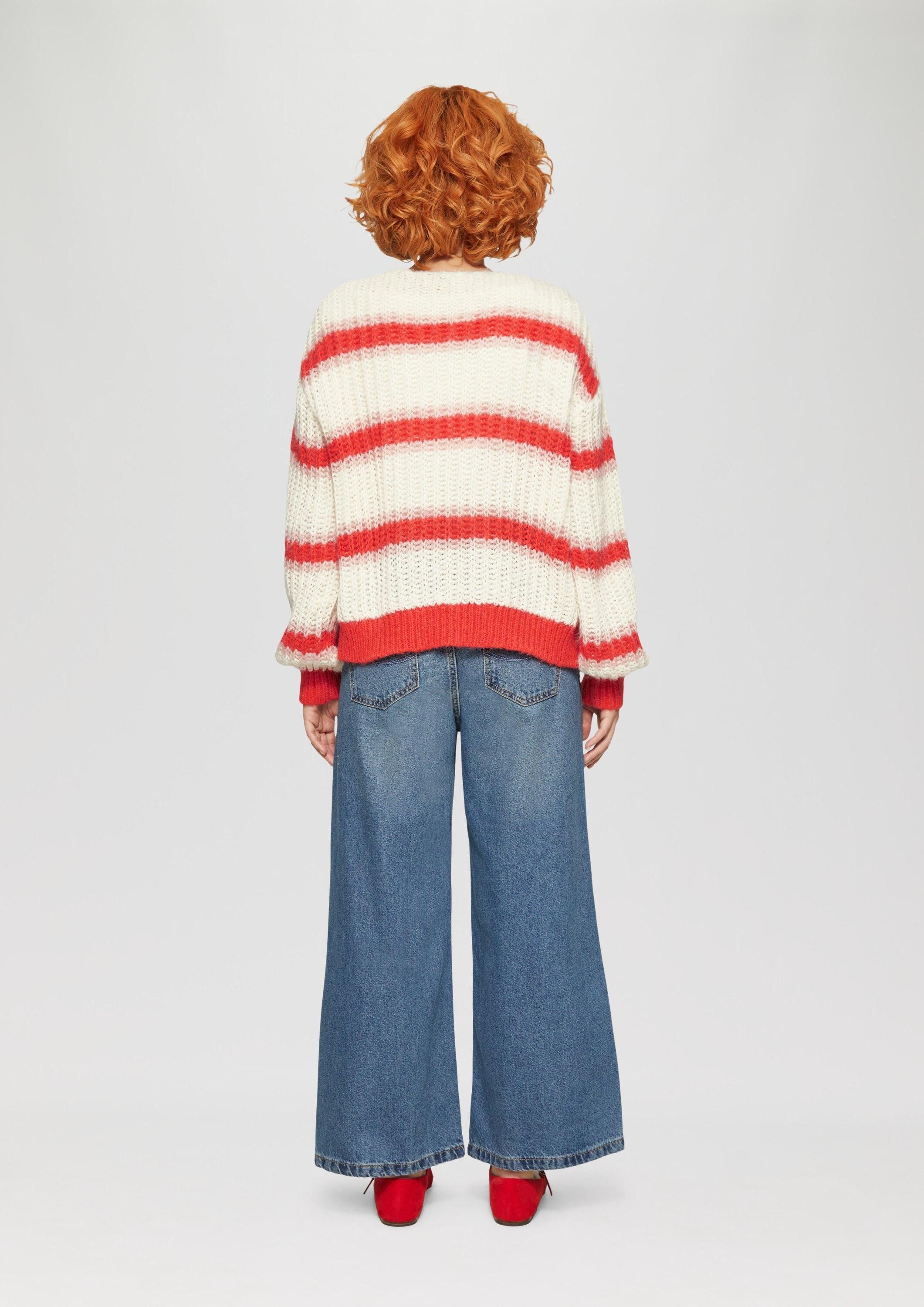 QS Cardigan Strickjacke Offene Strickjacke mit Blockstreifen