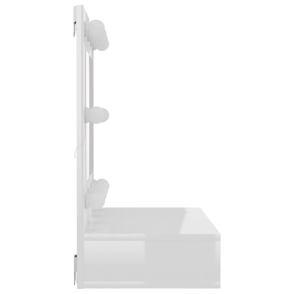 Badezimmerspiegelschrank cm mit vidaXL 60x31,5x62 (1-St) Spiegelschrank LED Hochglanz-Weiß