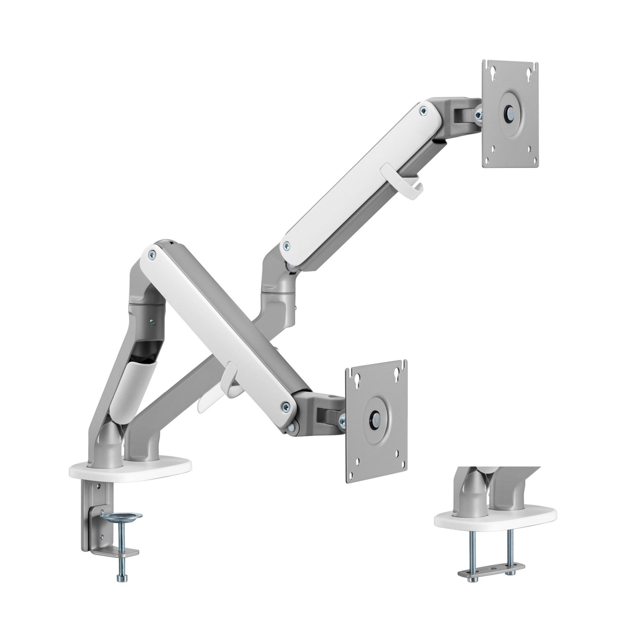 pro.tec Monitor-Halterung, (bis 32 Zoll, »Selbu« dual bis 32 Zoll VESA 75/100 Silberfarben)