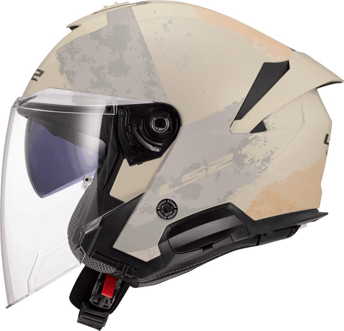 LS2 Motorradhelm OF618 Verso II Aqua Jethelm, vorbereitet für Kommunikationssystem,Notfallsystem-Polsterung (EQ