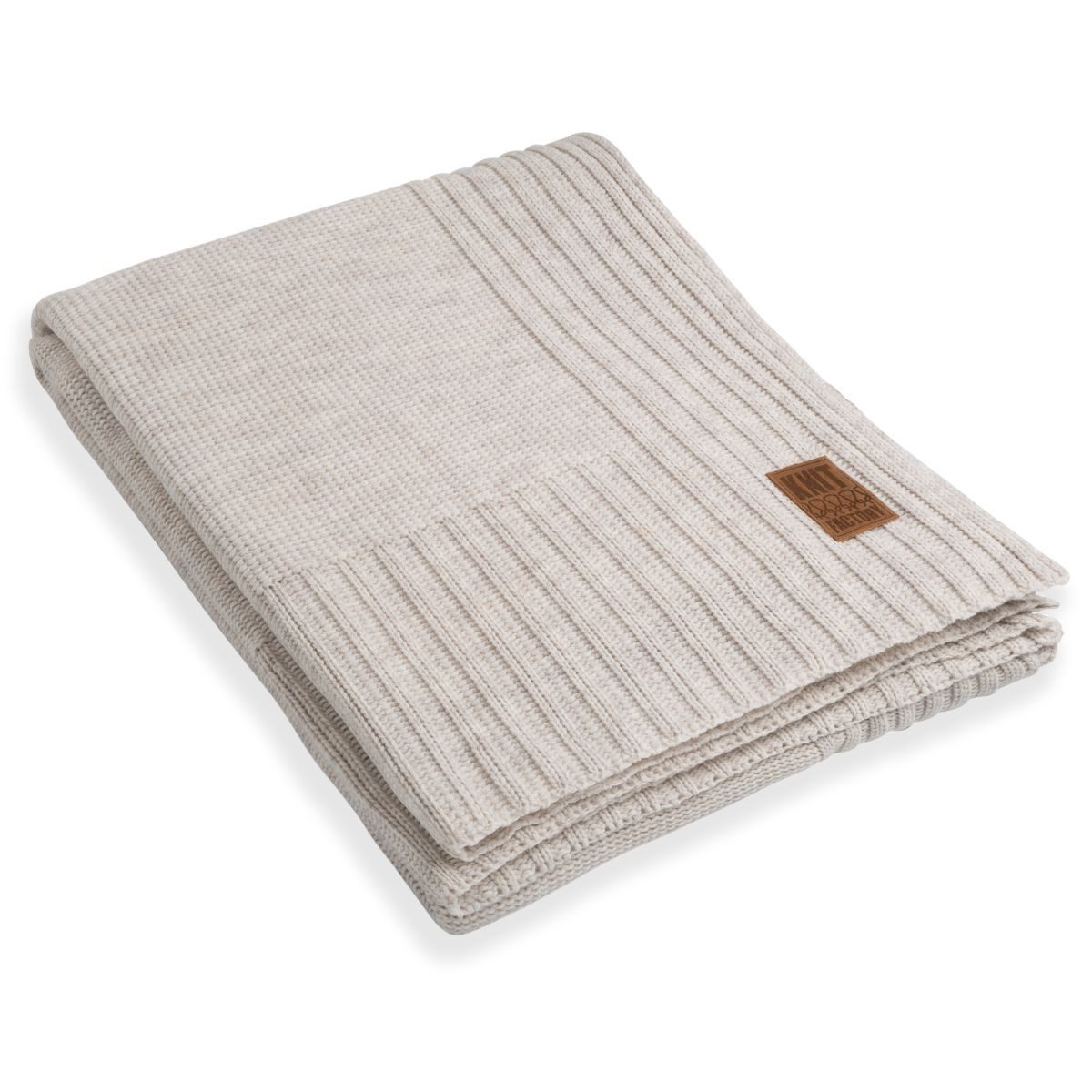 Wolldecke Uni Plaids 195x225 cm Glatt Beige, Knit Factory, Tagesdecke Kuscheldecke Decke Wohndecke