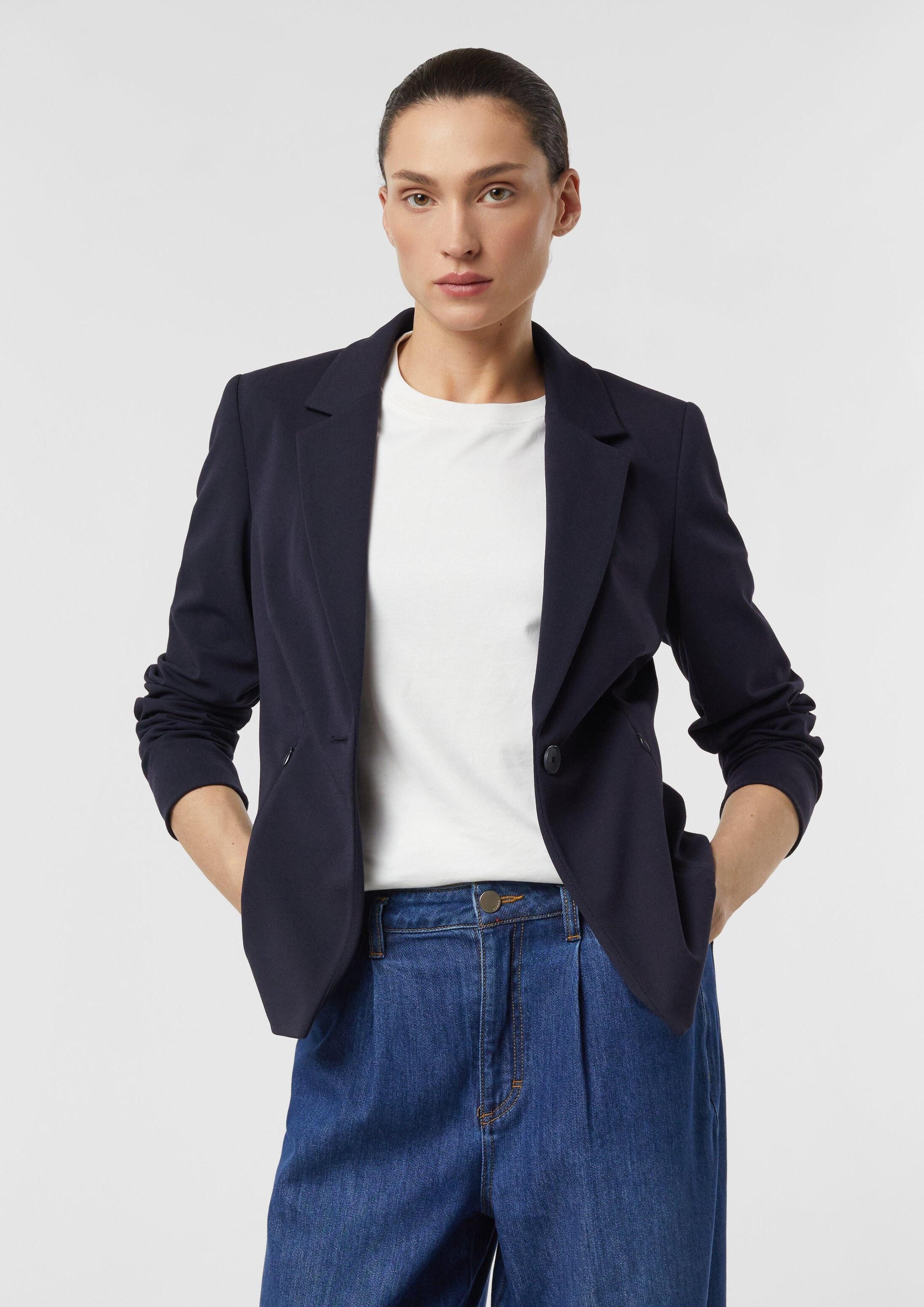 comma Jackenblazer Indoor-Blazer Taillierter Blazer aus weichem Jersey mit Reißverschlusstaschen