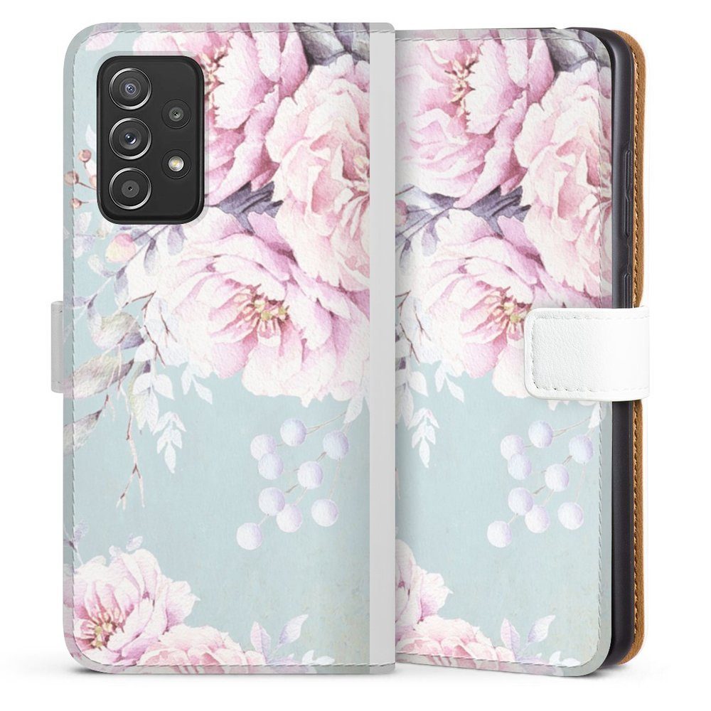 DeinDesign Handyhülle Blume Pastell Wasserfarbe Watercolour Flower, Samsung Galaxy A52 Hülle Handy Flip Case Wallet Cover
