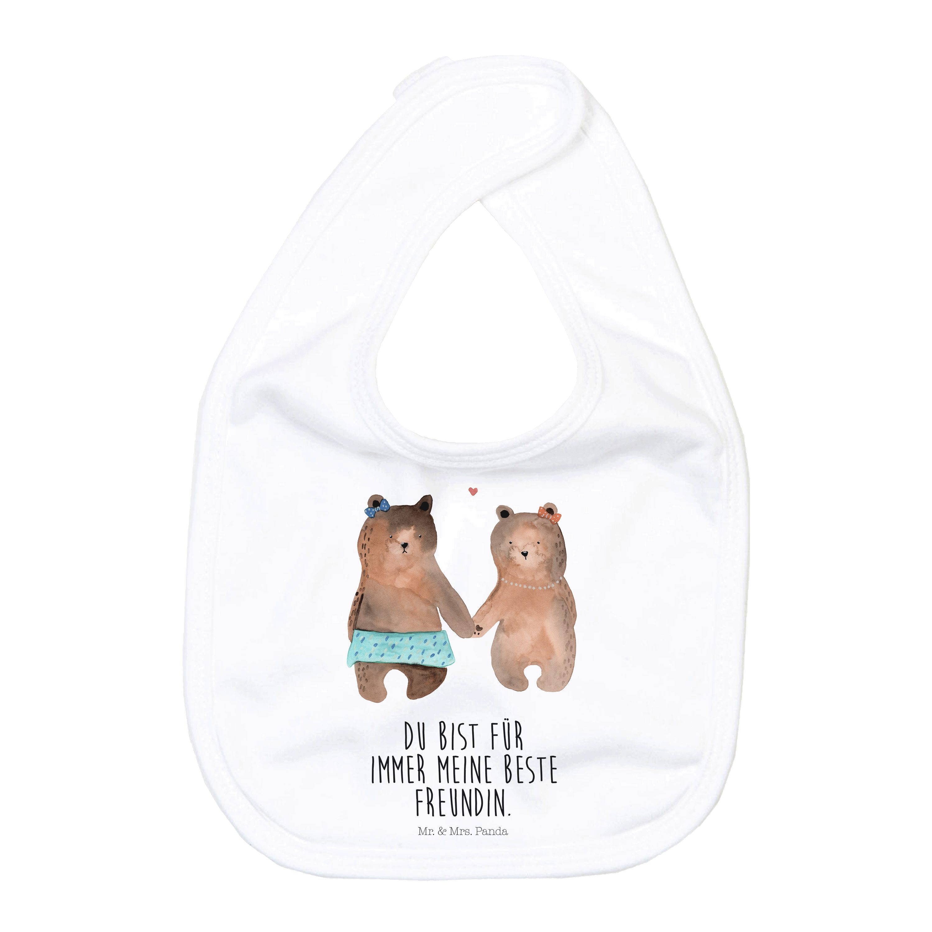Tragetuch Bär Freundin - Weiß - Geschenk, Geschenkidee für Babyparty, Spucktuch
