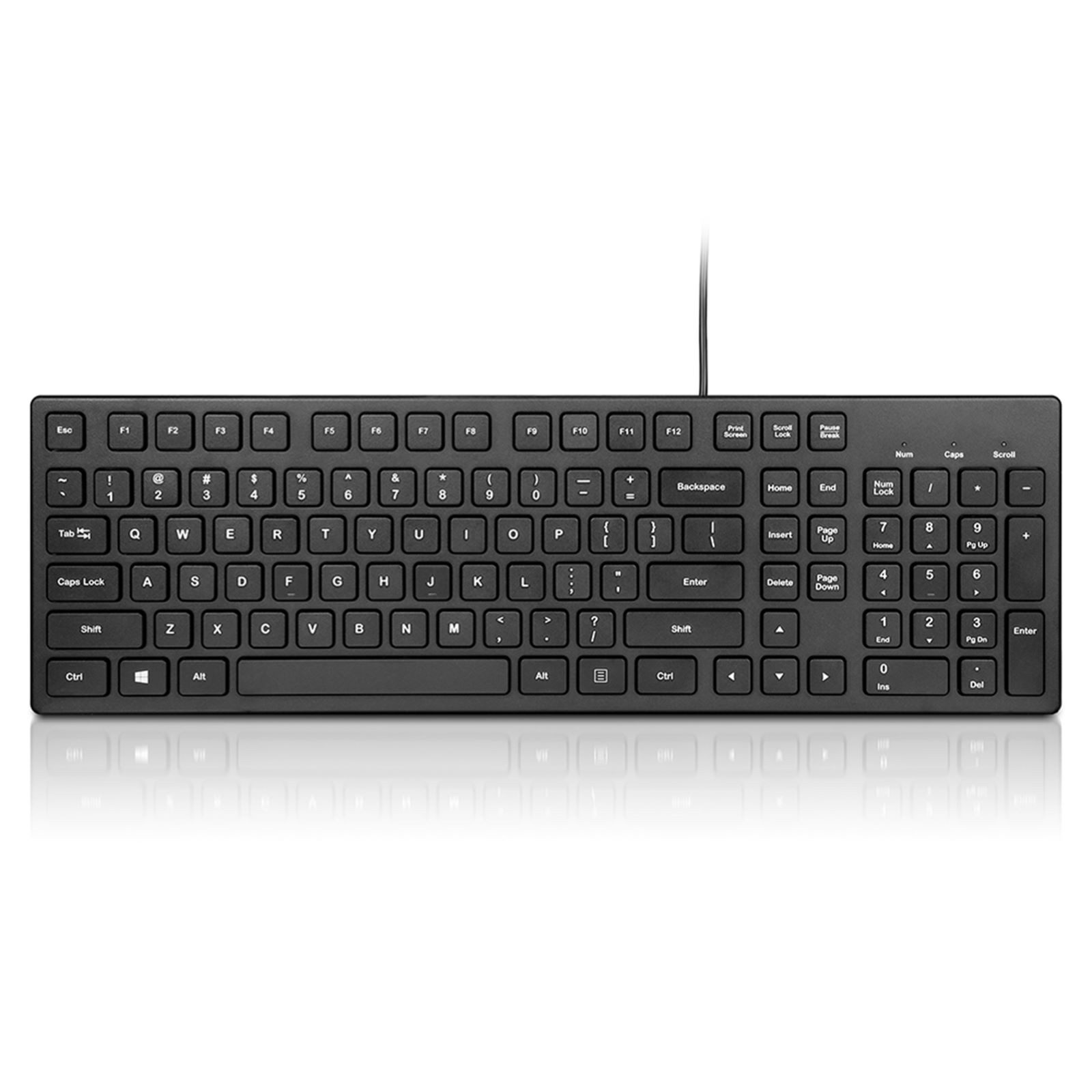 SHOU PC-Tastatur USB Kabel Schwarz 104 Tasten US Layout für PC&Laptop Büro PC-Tastatur (Geräuschloses Office-Modell mit US QWERTY,kompatibel Windows/Mac/Linux)