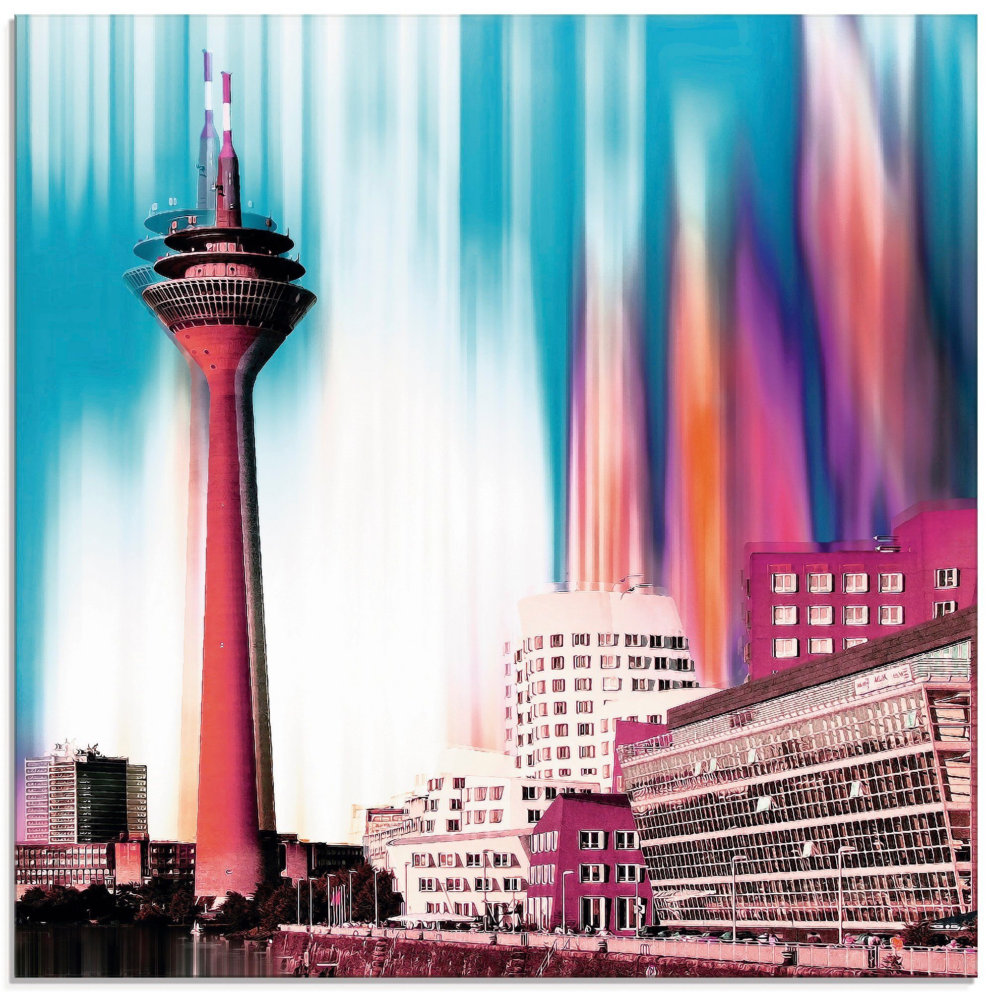 Skyline Glasbild (1 in Deutschland Größen verschiedenen Düsseldorf I, St), Artland Collage