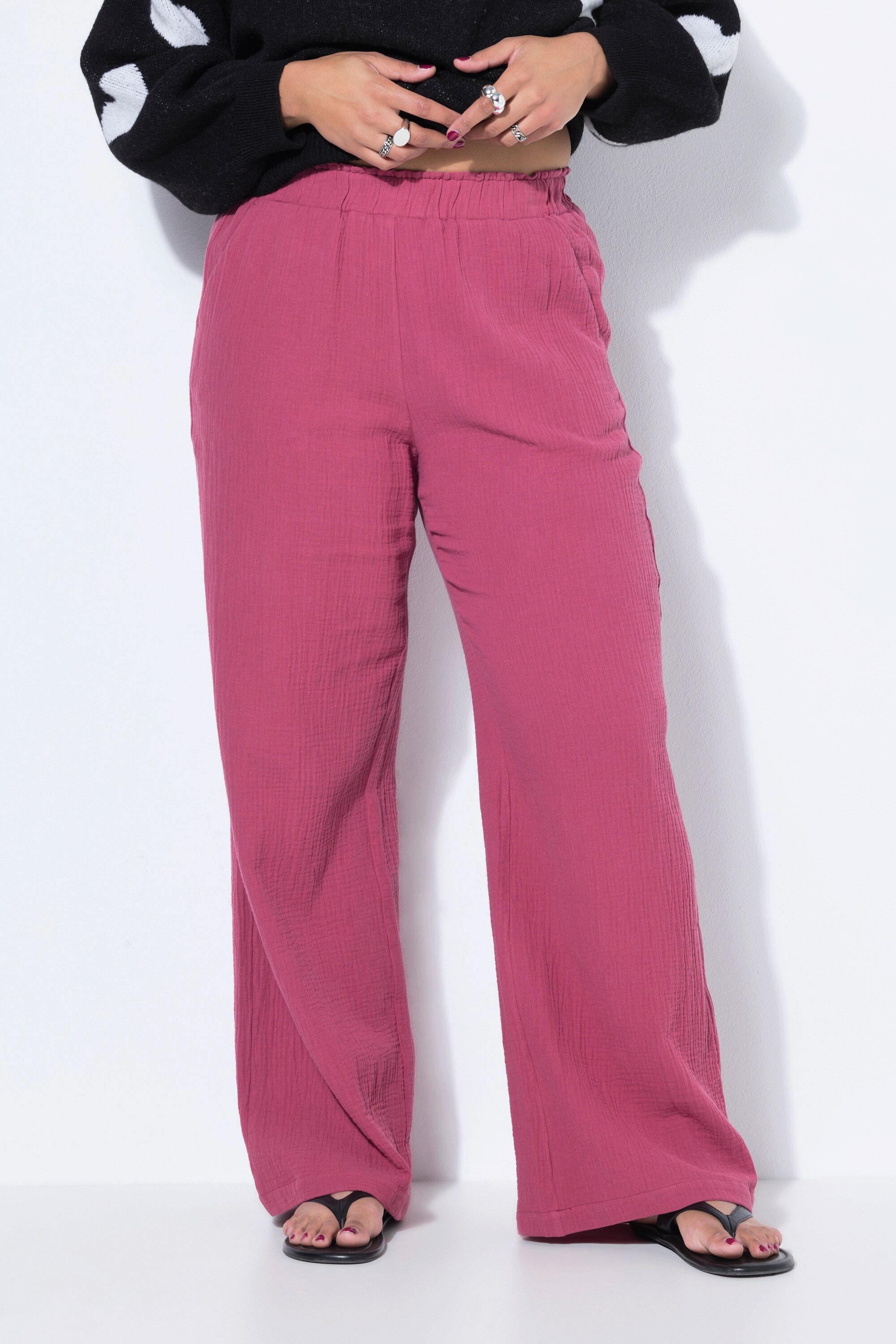 Studio Untold Schlupfhose Hose wide Legs Musselin Elastikbund günstig online kaufen