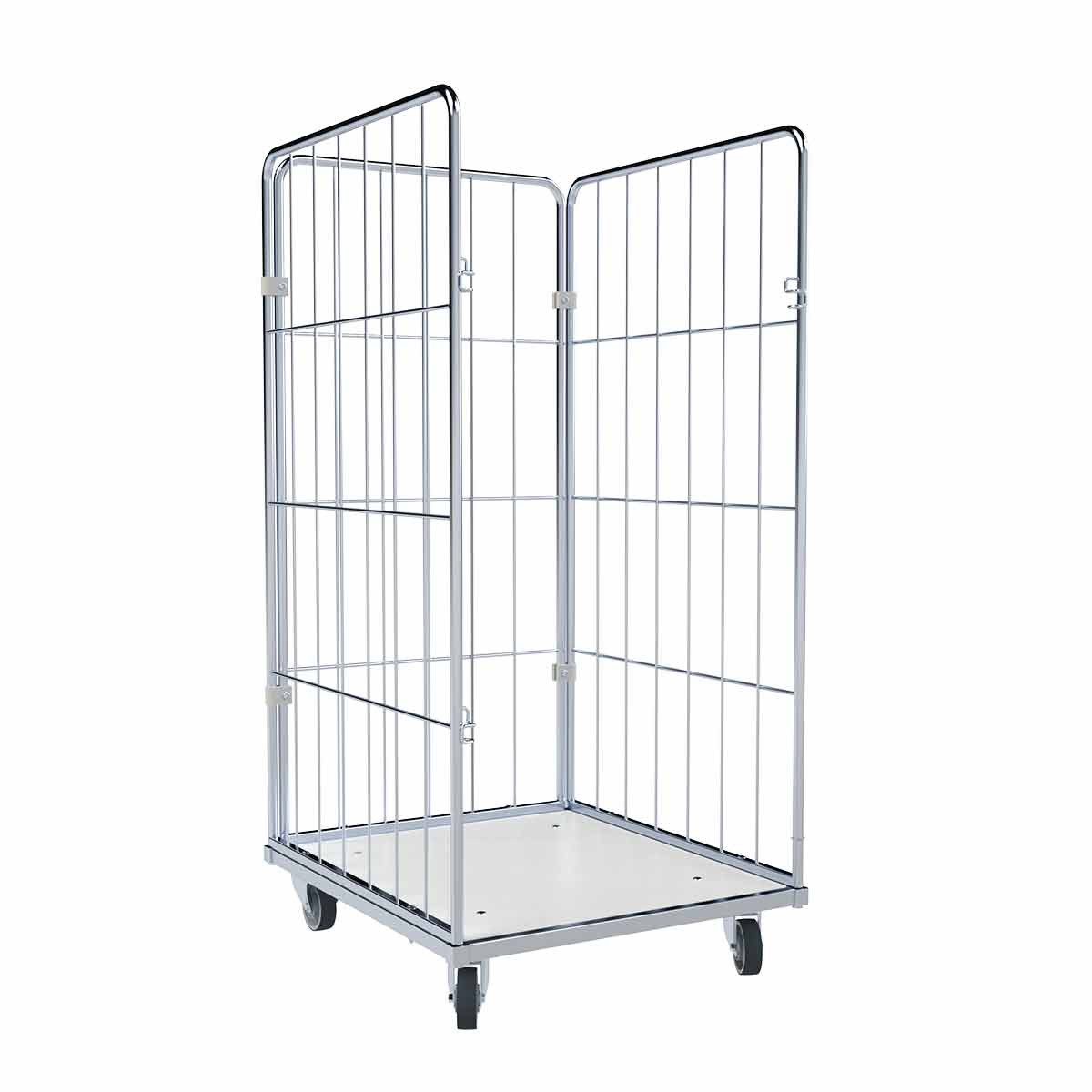 OSWALD Transportgeräte Transportwagen Wäschewagen Kunststoffboden Weiß 3-seitig 720 x 810 x 1.520 mm, 400 kg, (RW18107), Rollplatte aus Kunststoff, Nutzhöhe 1.370 mm, Stabile Ausführung