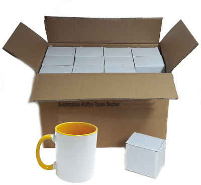 Airbrush-City Tasse »36 Stück Fototasse Sublimation Kaffee Tassen Becher WEISS - HENKEL Gelb«