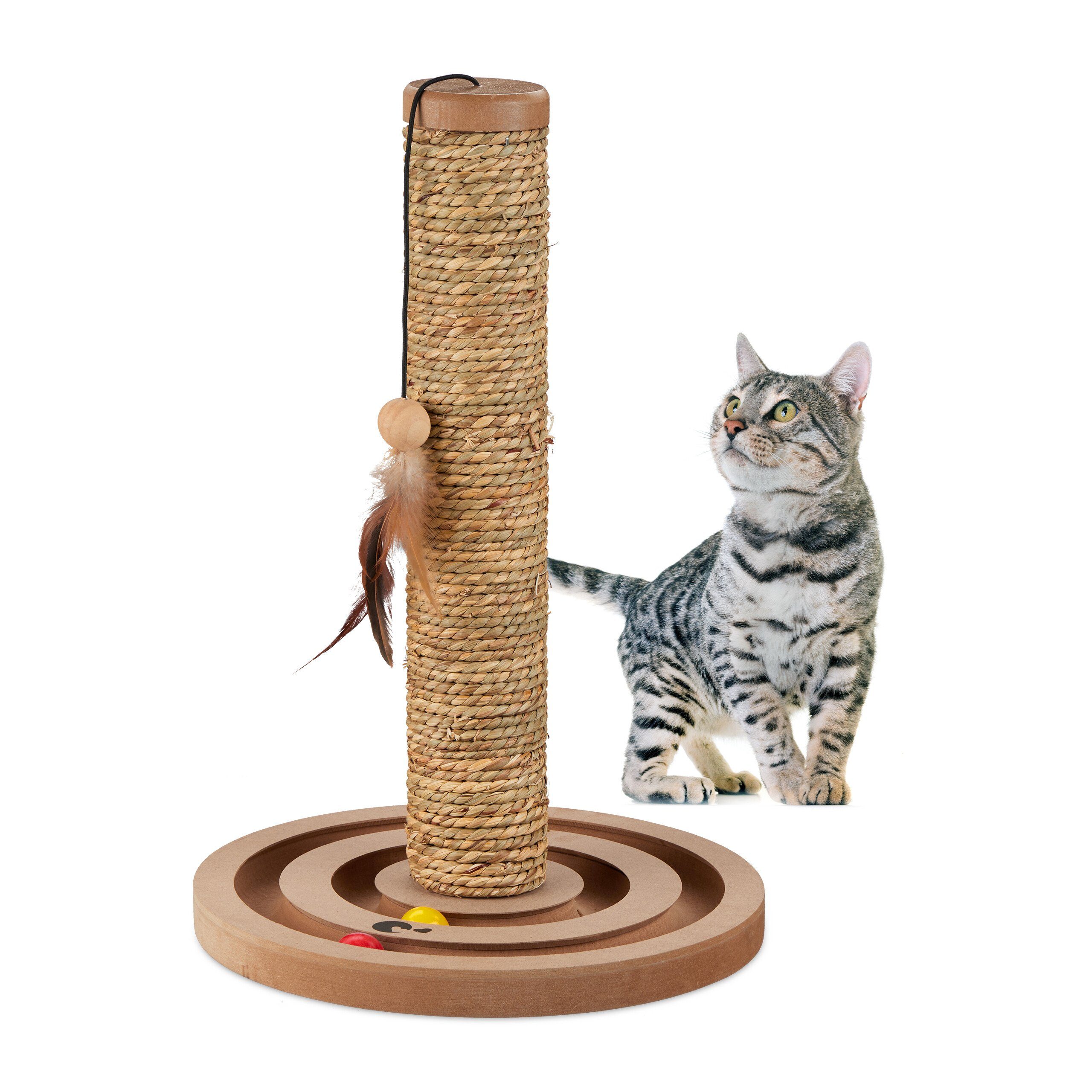 relaxdays Kratzbaum Kratzsäule mit Spielzeug günstig online kaufen