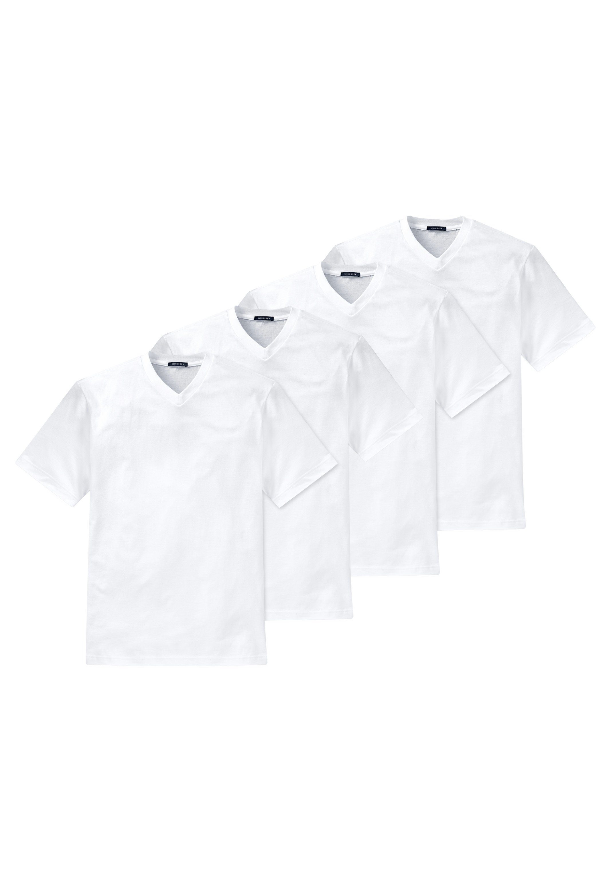 Schiesser Unterhemd 4er Pack American (Spar-Set, 4-St) Unterhemd / Shirt Kurzarm - Baumwolle - Weiß